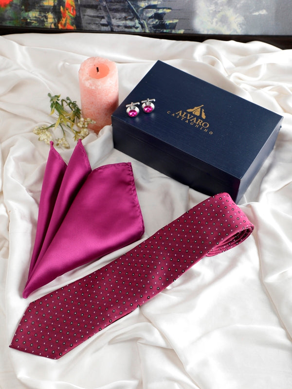 Alvaro Castagnino Men Pink & Black Set Of 3 Accessory Gift Set