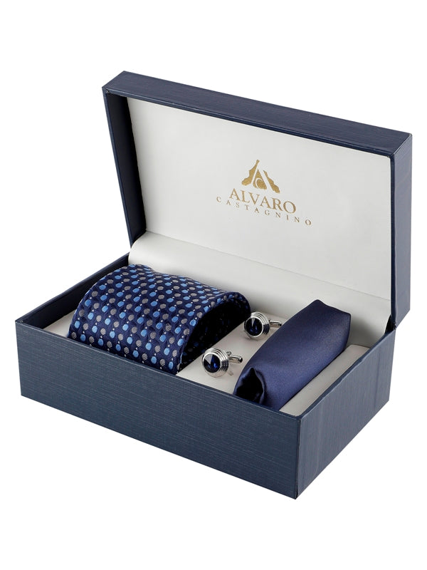 Alvaro Castagnino Men Blue & Grey Printed Design Set Of 3 Accessory Gift Set