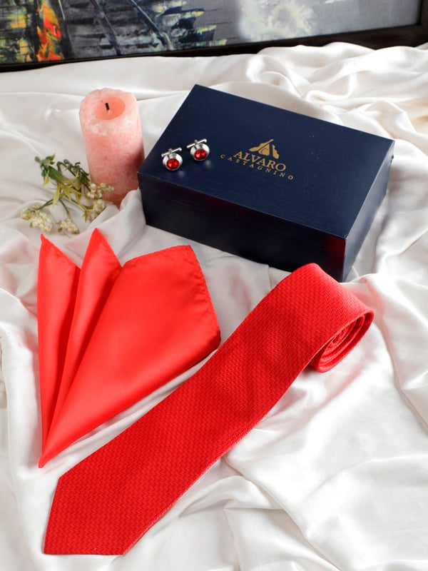 Alvaro Castagnino Men Red Set Of 3 Accessory Gift Set
