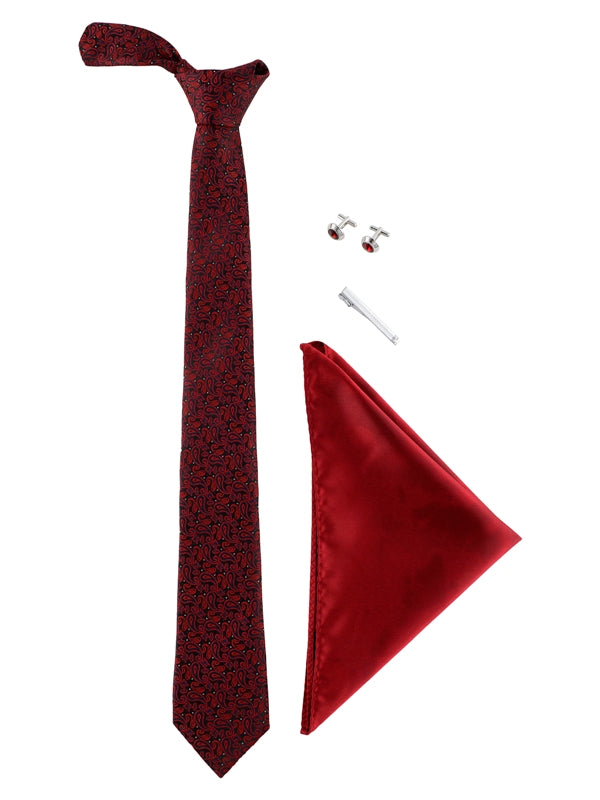 Alvaro Castagnino Men Black & Maroon Set Of 4 Accessory Gift Set