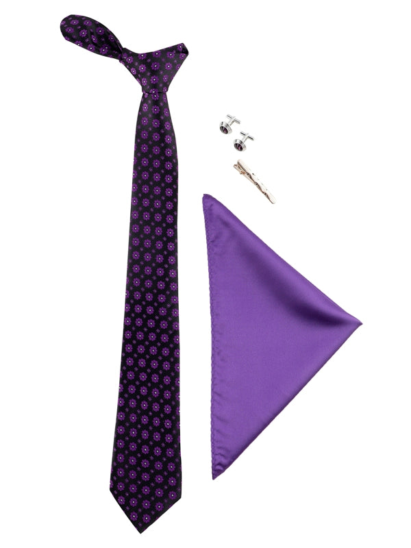 Alvaro Castagnino Men Black & Purple Set Of 4 Accessory Gift Set