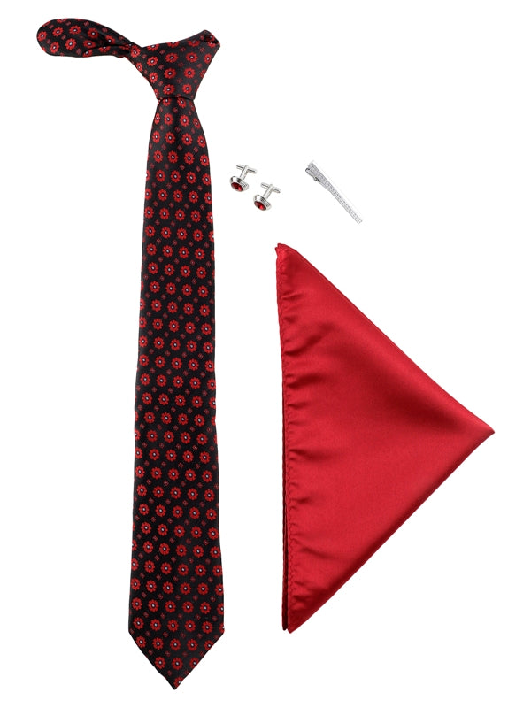 Alvaro Castagnino Men Black & Maroon Set Of 4 Accessory Gift Set