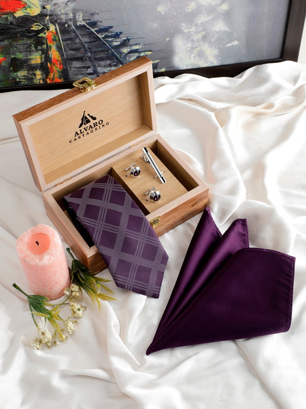 Alvaro Castagnino Men Purple Set Of 4 Accessory Gift Set