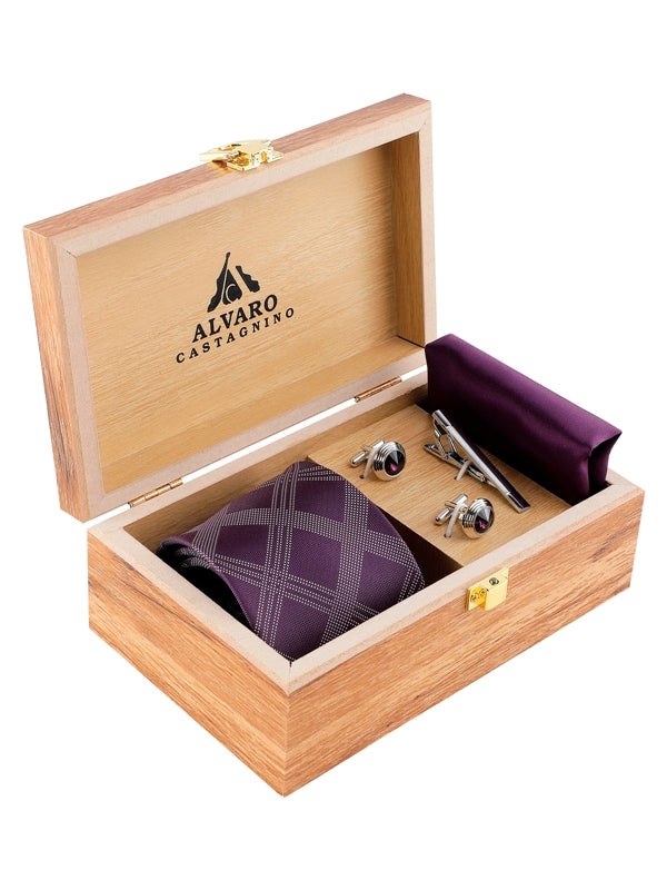 Alvaro Castagnino Men Purple Set Of 4 Accessory Gift Set