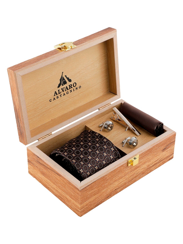 Alvaro Castagnino Men Brown Set Of 4 Accessory Gift Set