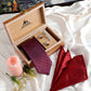 Alvaro Castagnino Men Maroon Set Of 4 Accessory Gift Set