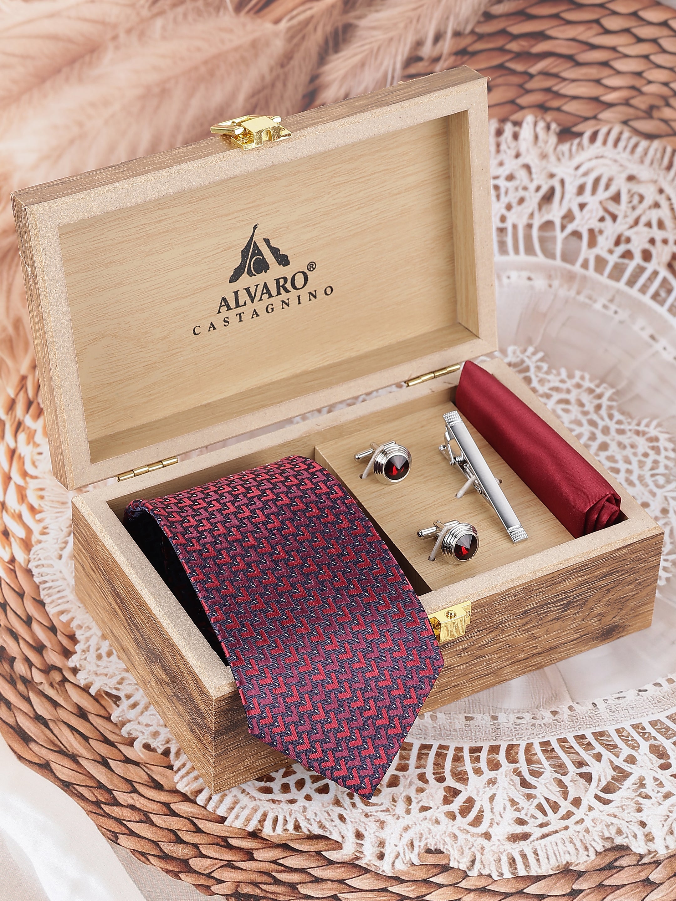 Maroon Chevron Gift Set