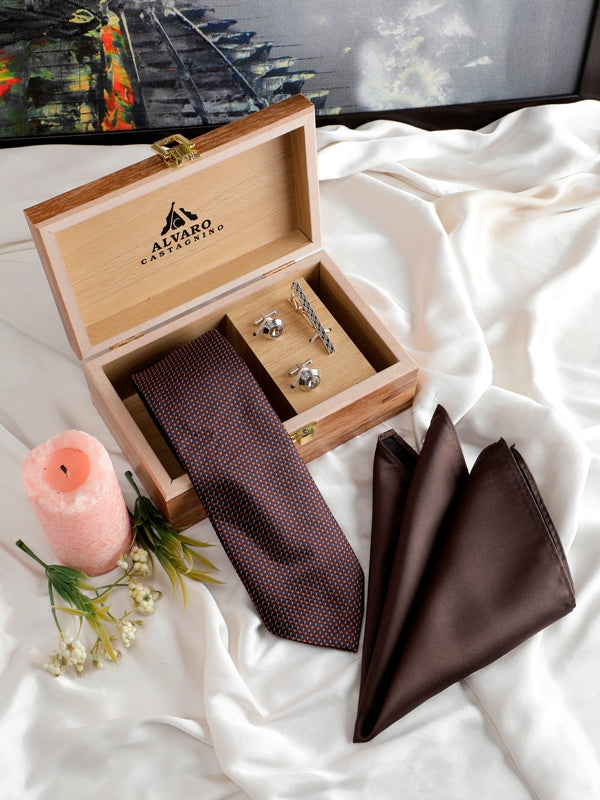 Alvaro Castagnino Men Brown Set Of 4 Accessory Gift Set