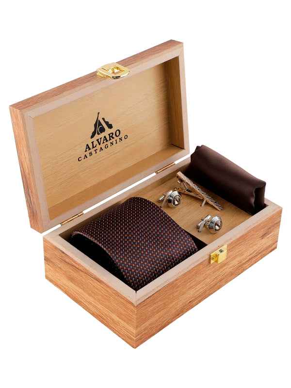 Alvaro Castagnino Men Brown Set Of 4 Accessory Gift Set