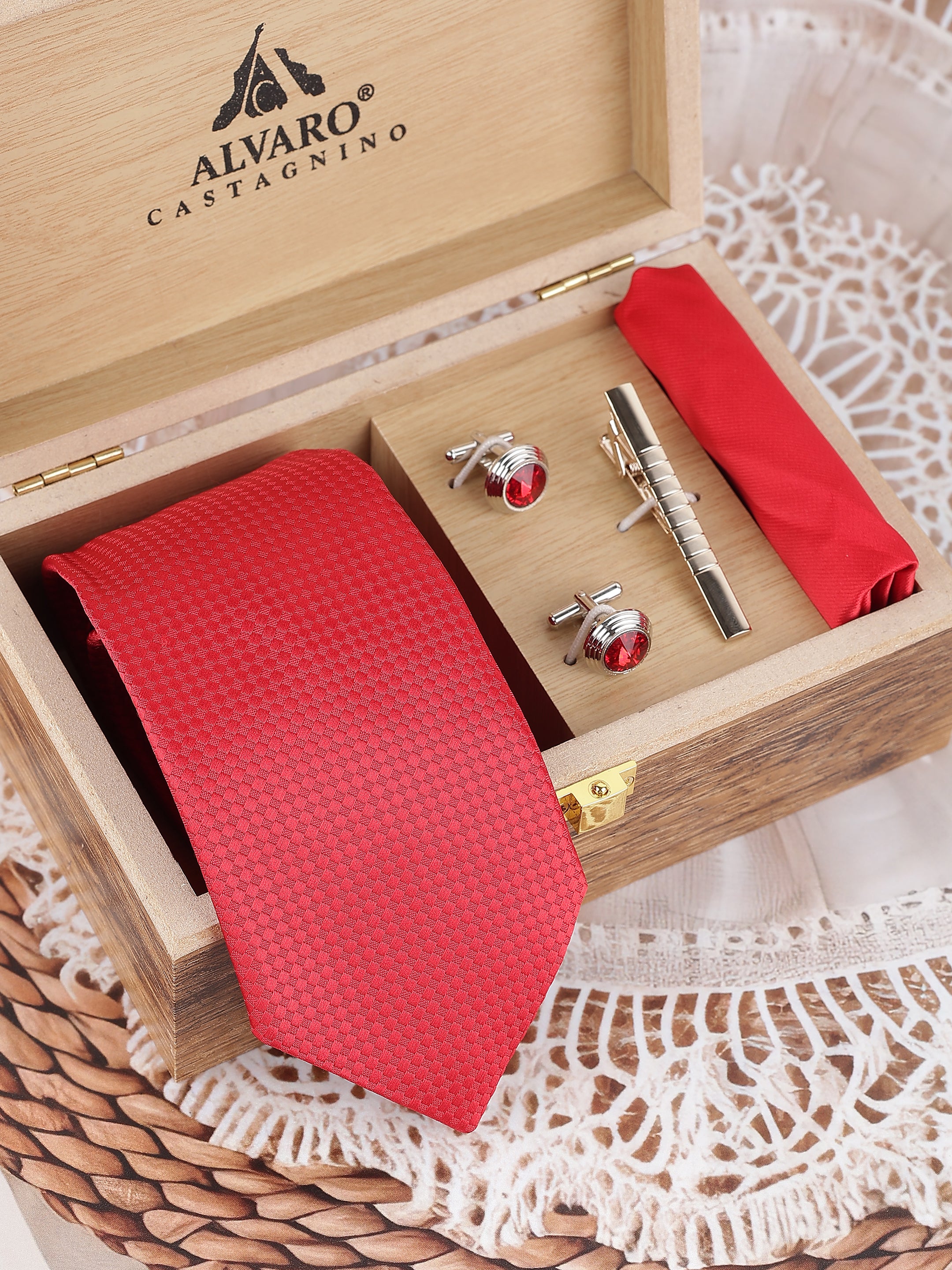 Red Grid Texture Gift Set