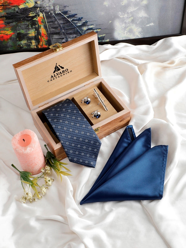 Alvaro Castagnino Men Blue & White  Set Of 4 Accessory Gift Set