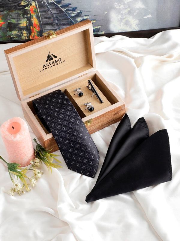 Alvaro Castagnino Men Black & Grey  Set Of 4 Accessory Gift Set