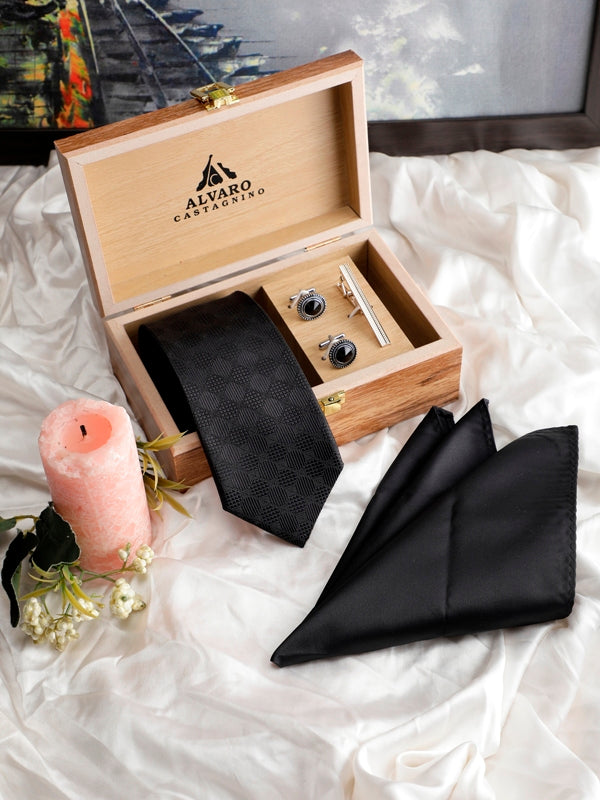 Alvaro Castagnino Men Black Set Of 4 Accessory Gift Set