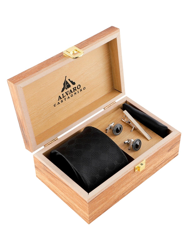 Alvaro Castagnino Men Black Set Of 4 Accessory Gift Set