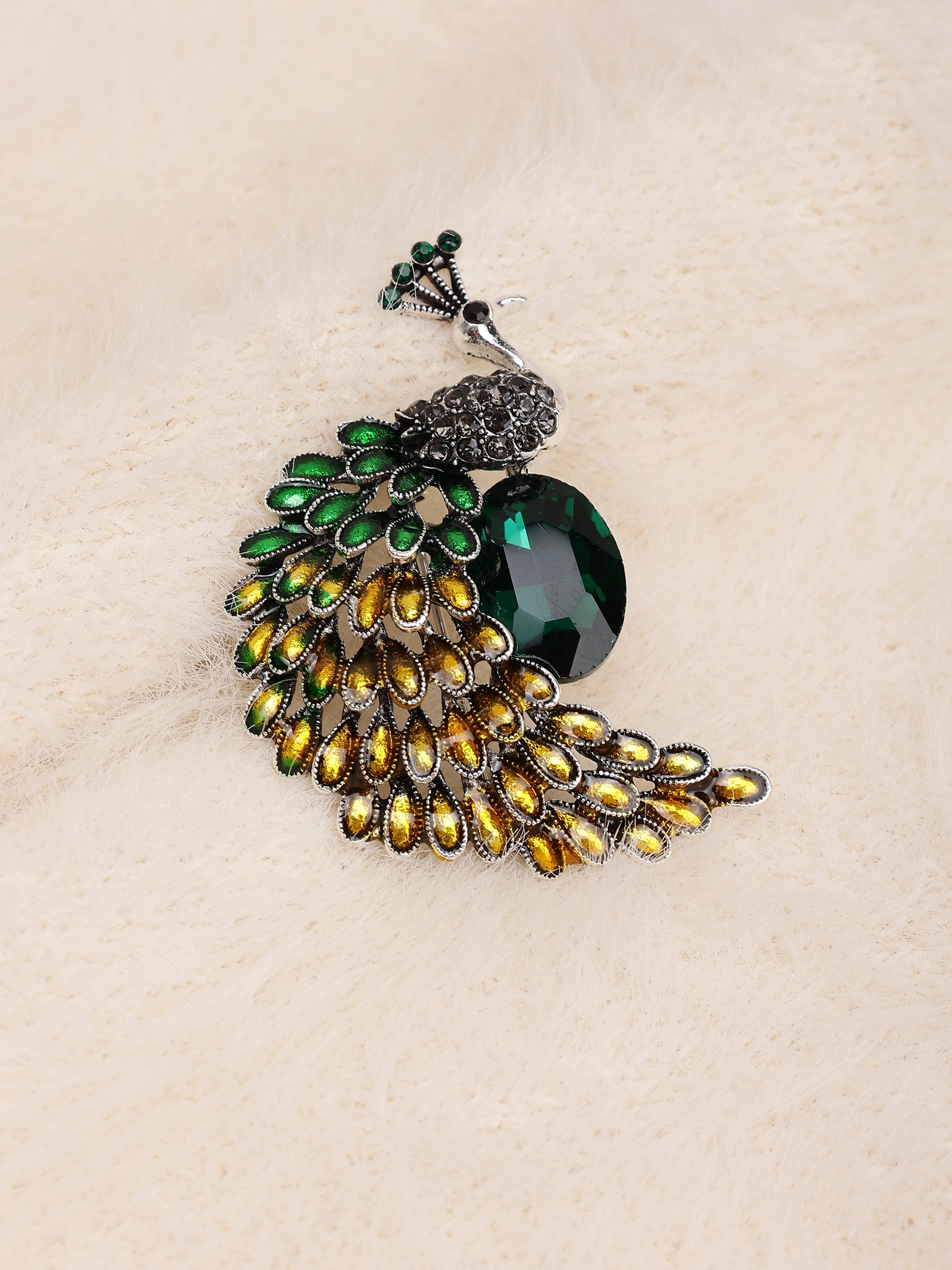 Imperial Peacock Crystal Brooch