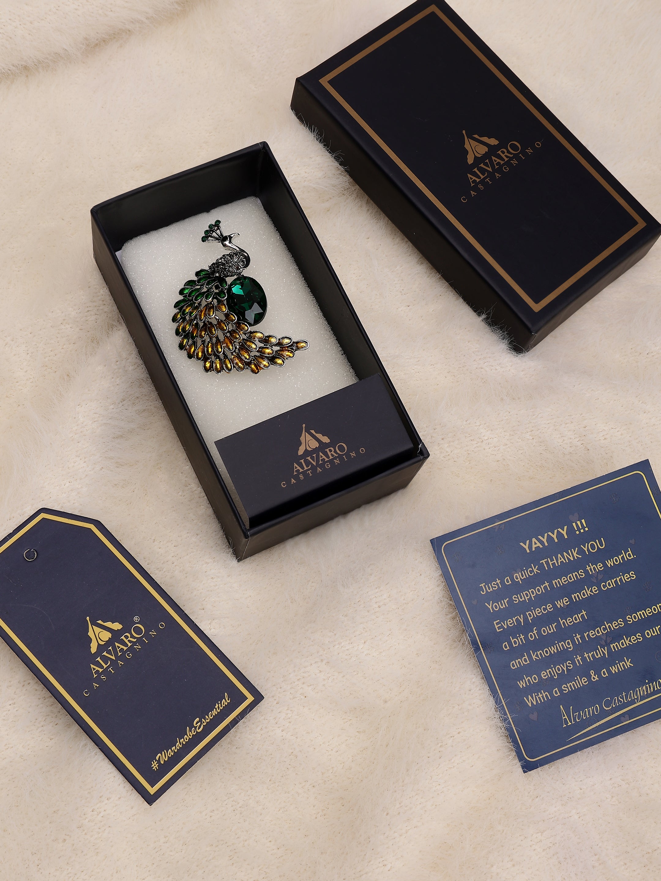 Imperial Peacock Crystal Brooch