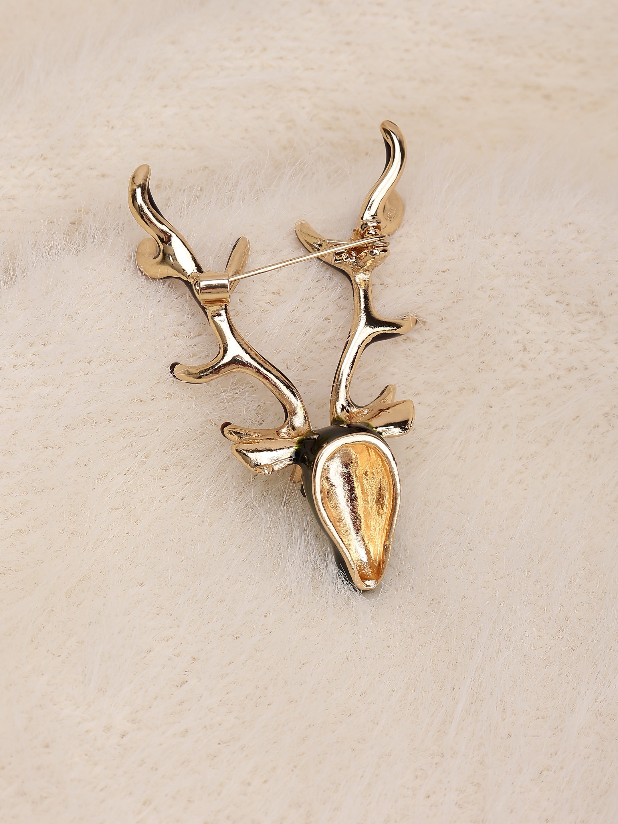Verdant Enamel Reindeer Brooch