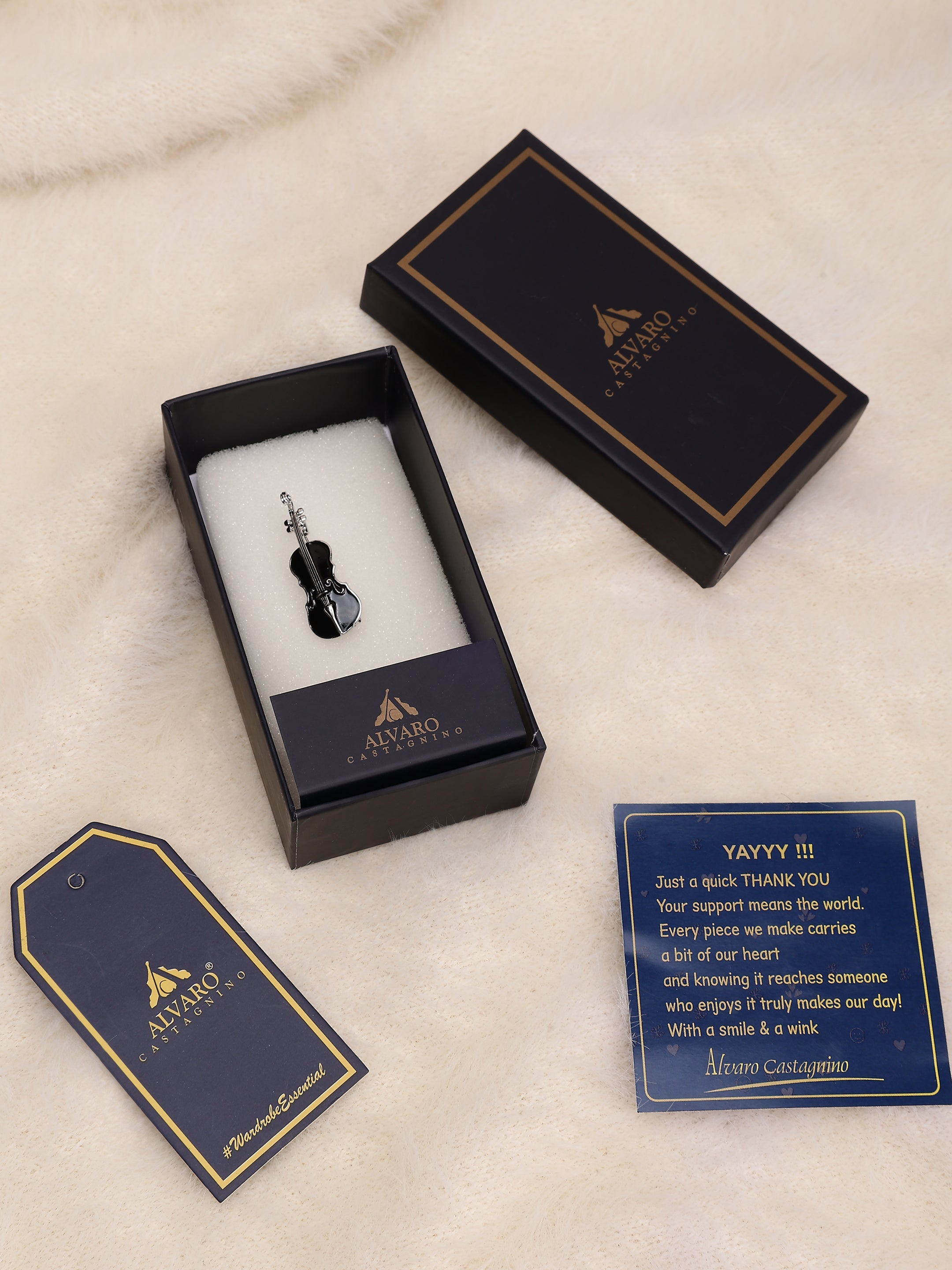 Onyx Black Cello Brooch