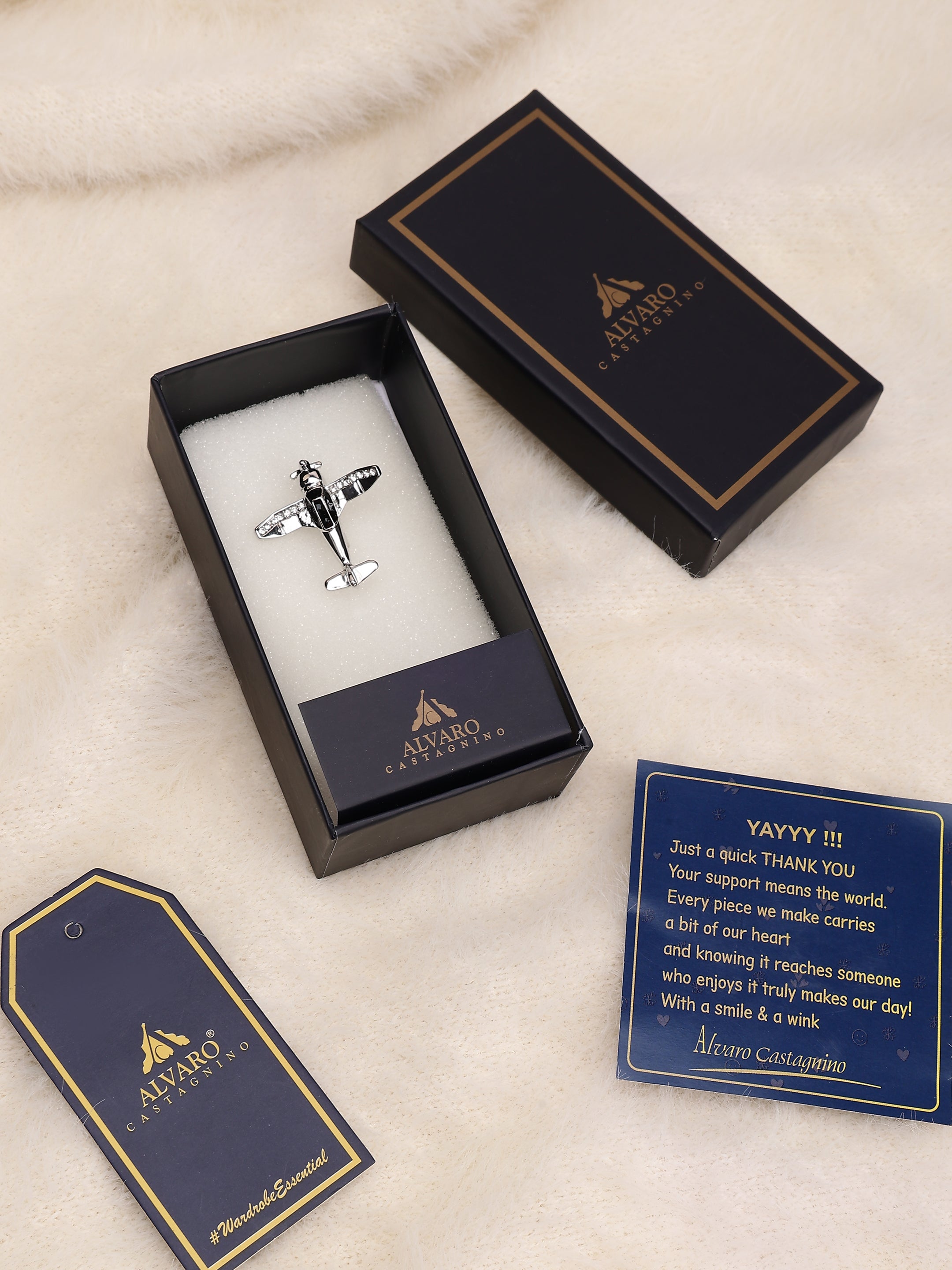 Silver-Tone Propeller Plane Brooch