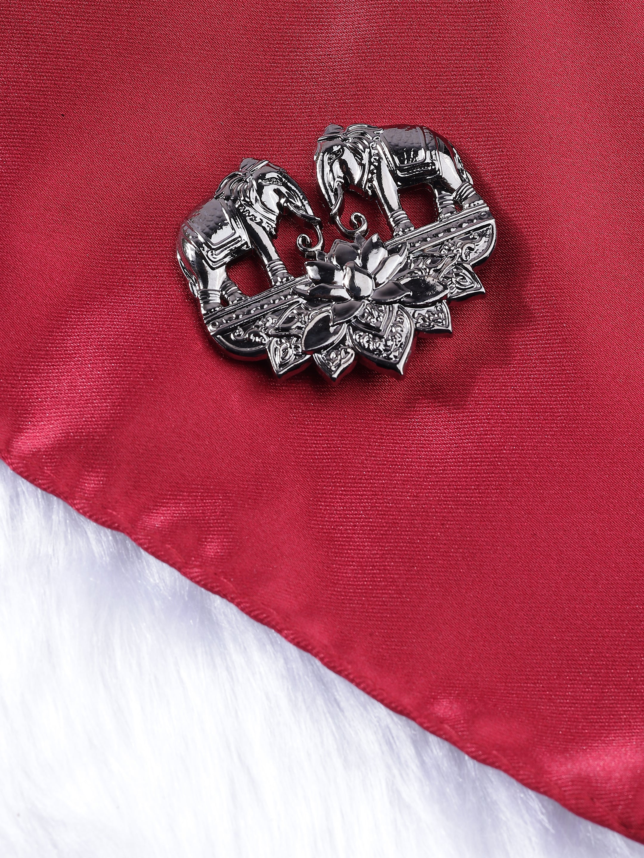 Dual Elephant & Lotus Brooch