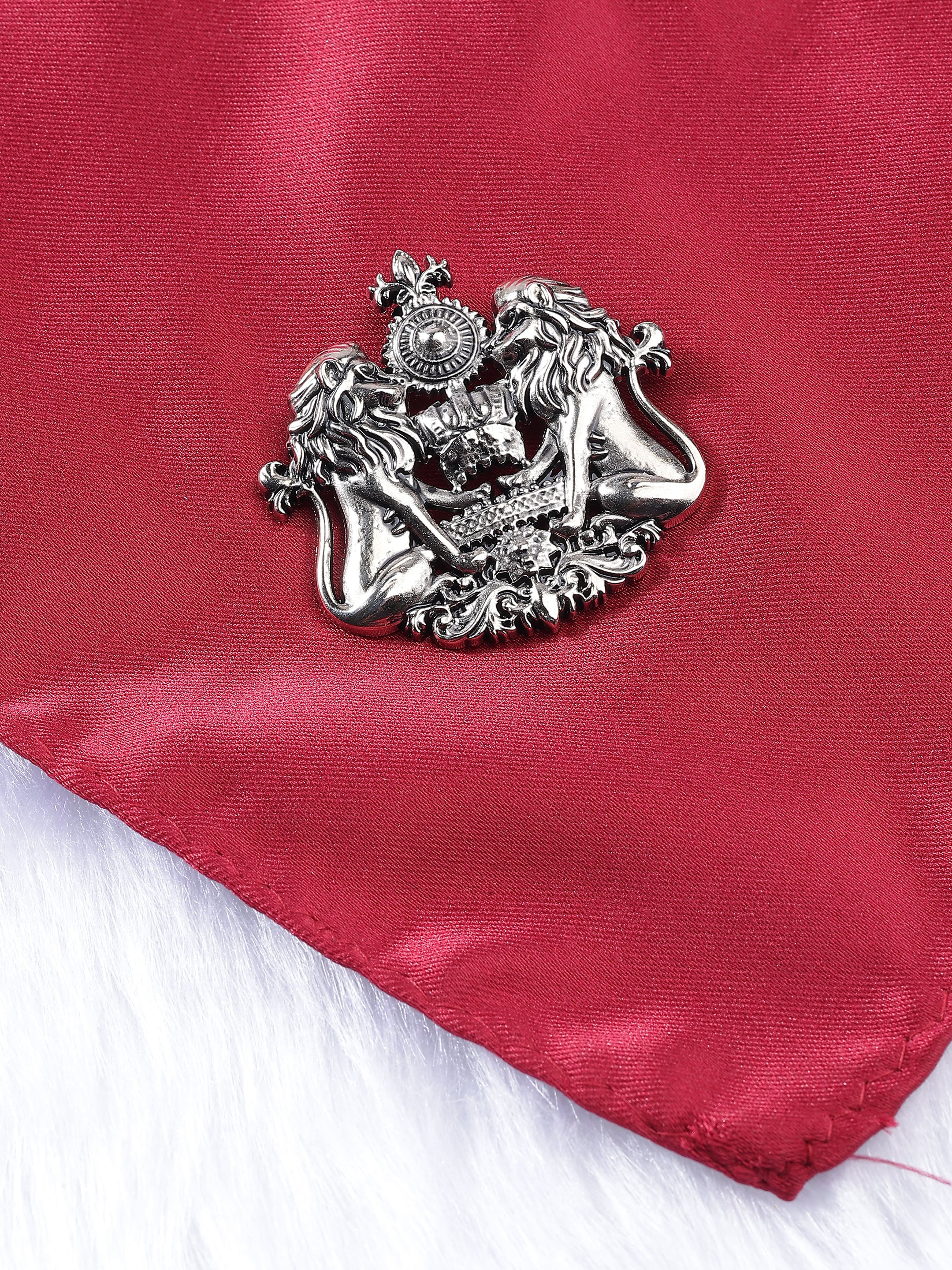 Royal Lion & Crown Crest Brooch