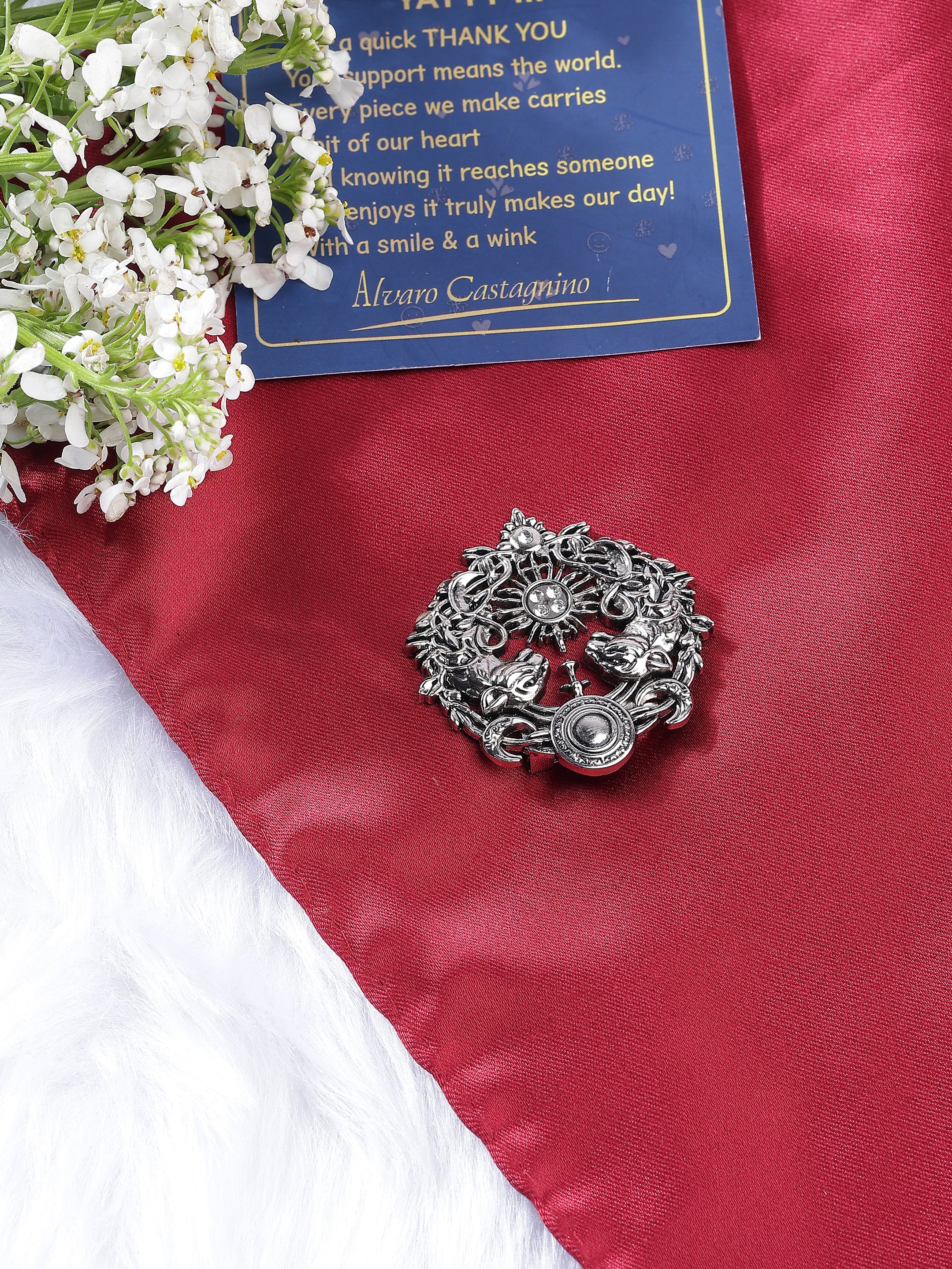 Celestial Sun & Shield Wreath Brooch