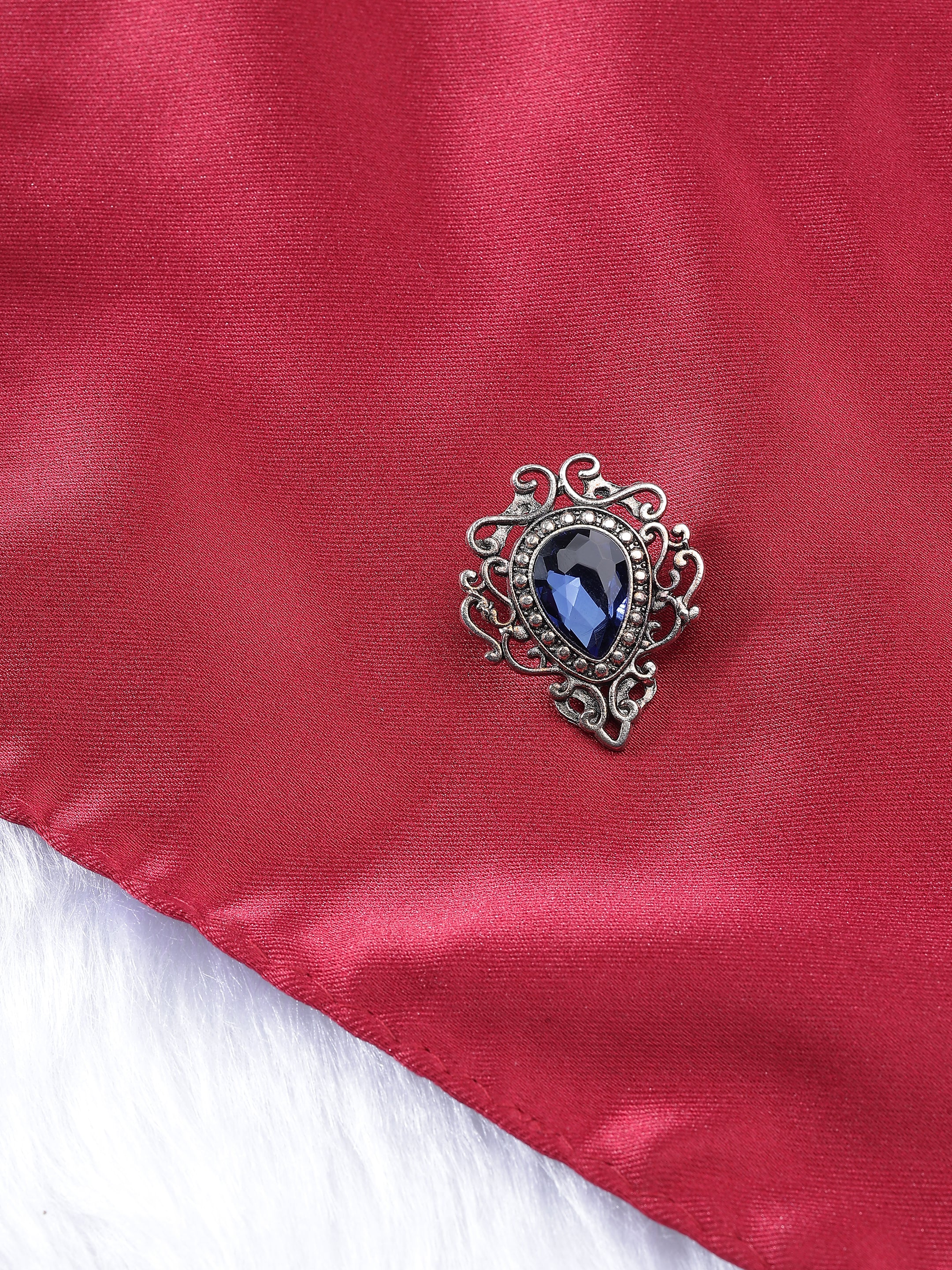 Sapphire Blue Teardrop Brooch