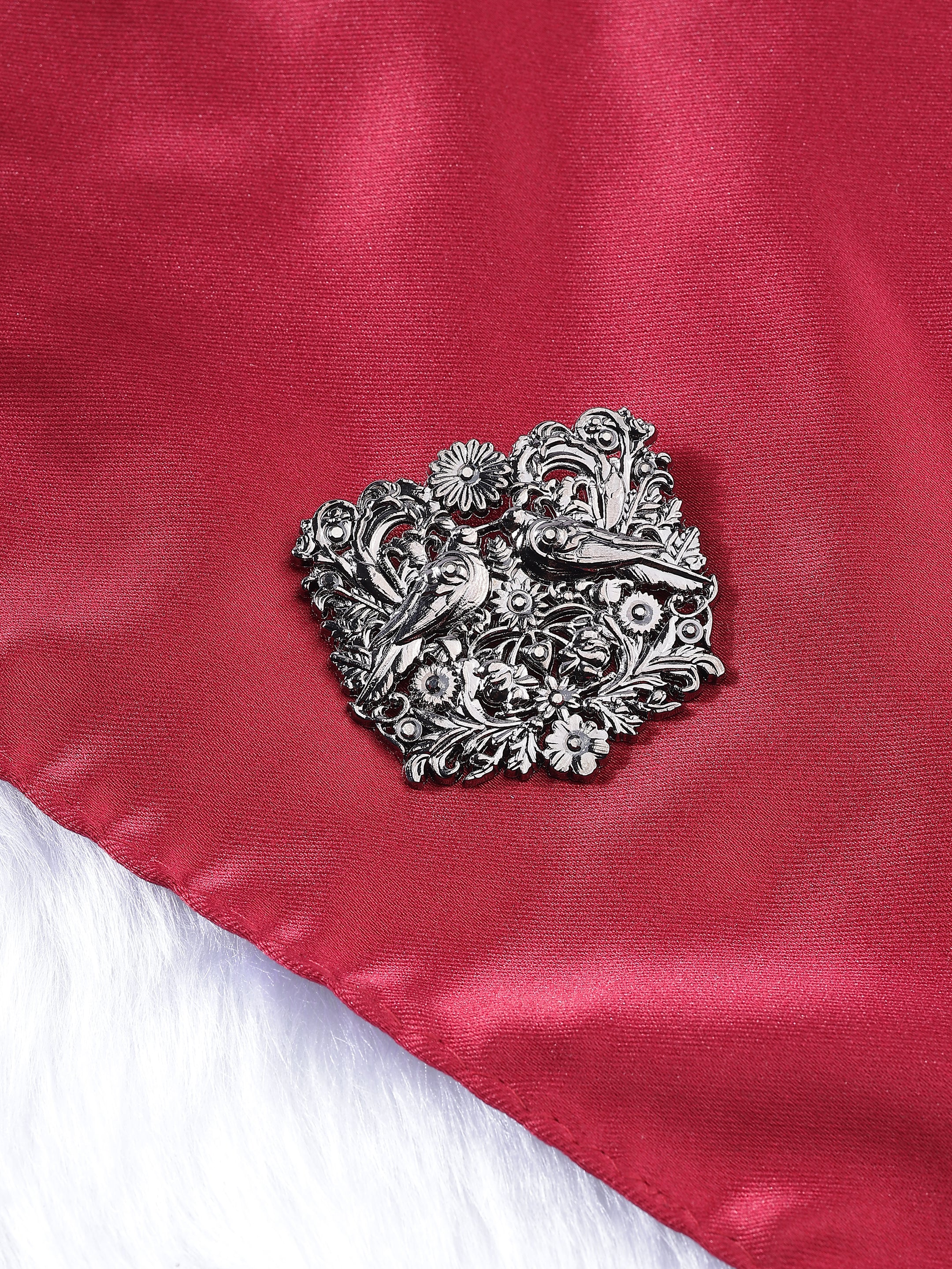 Dual Bird & Floral Garden Brooch