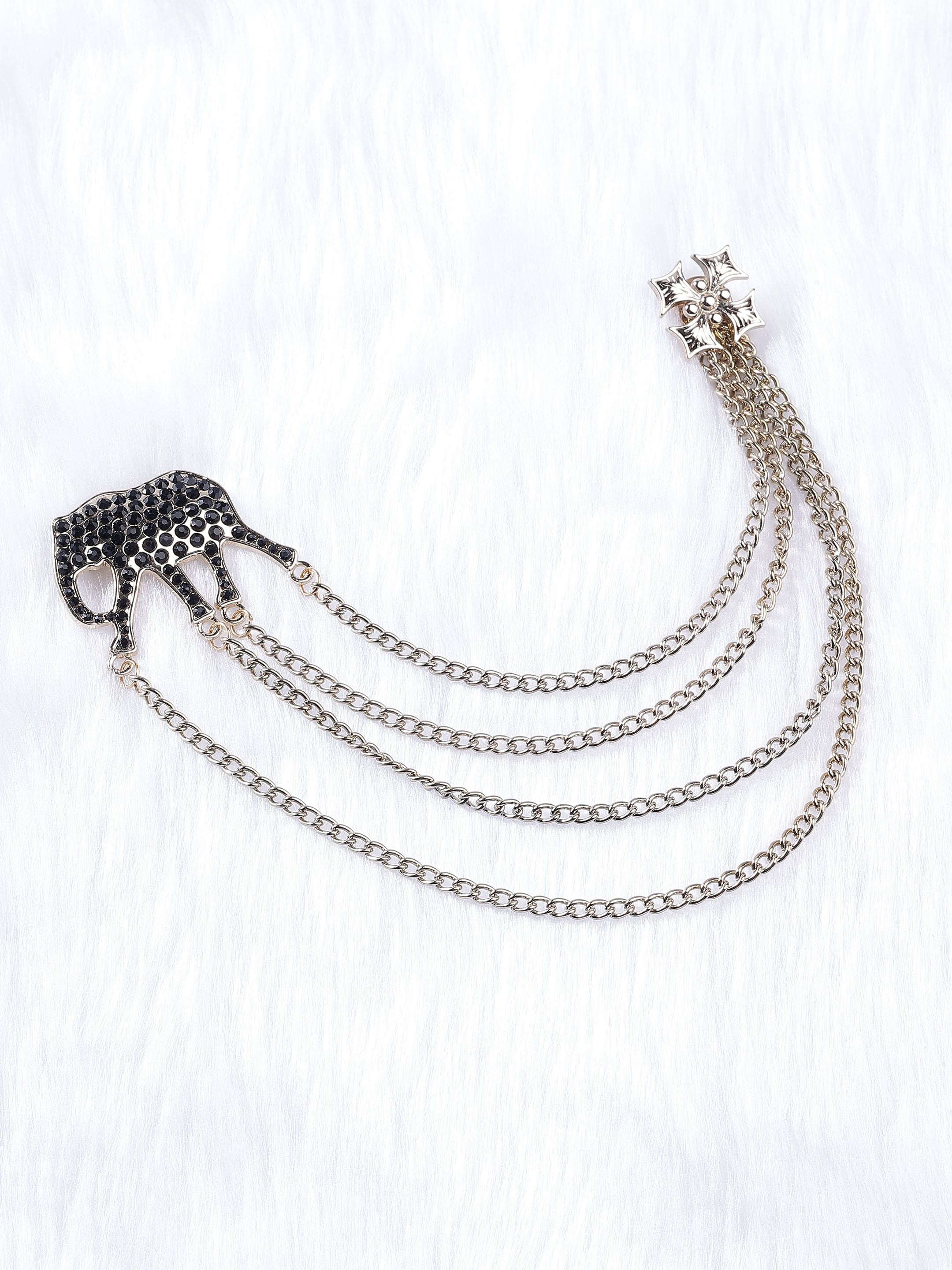 Black Elephant Multi-Chain Brooch
