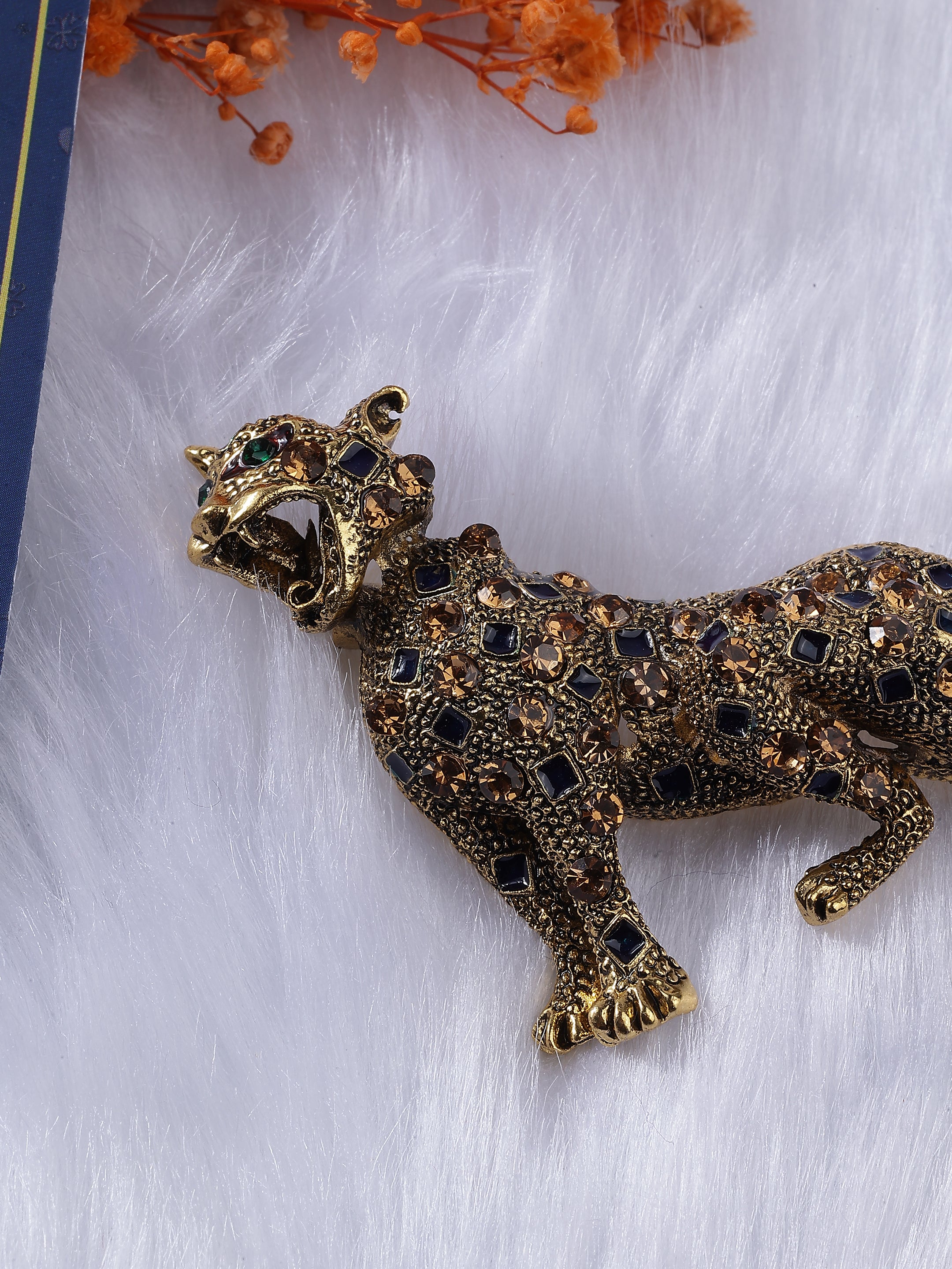 Pouncing Tiger Ring Brooch
