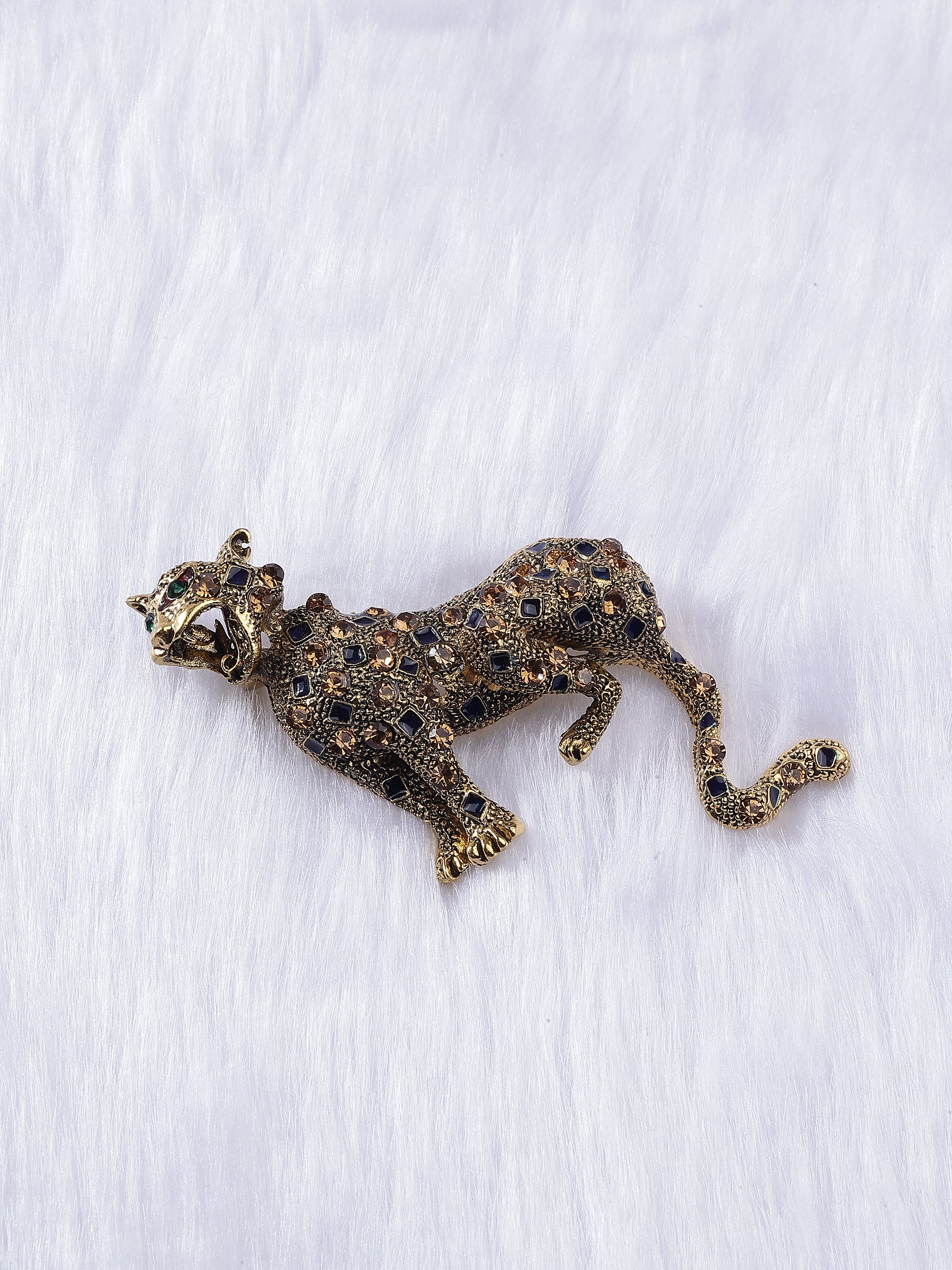 Pouncing Tiger Ring Brooch