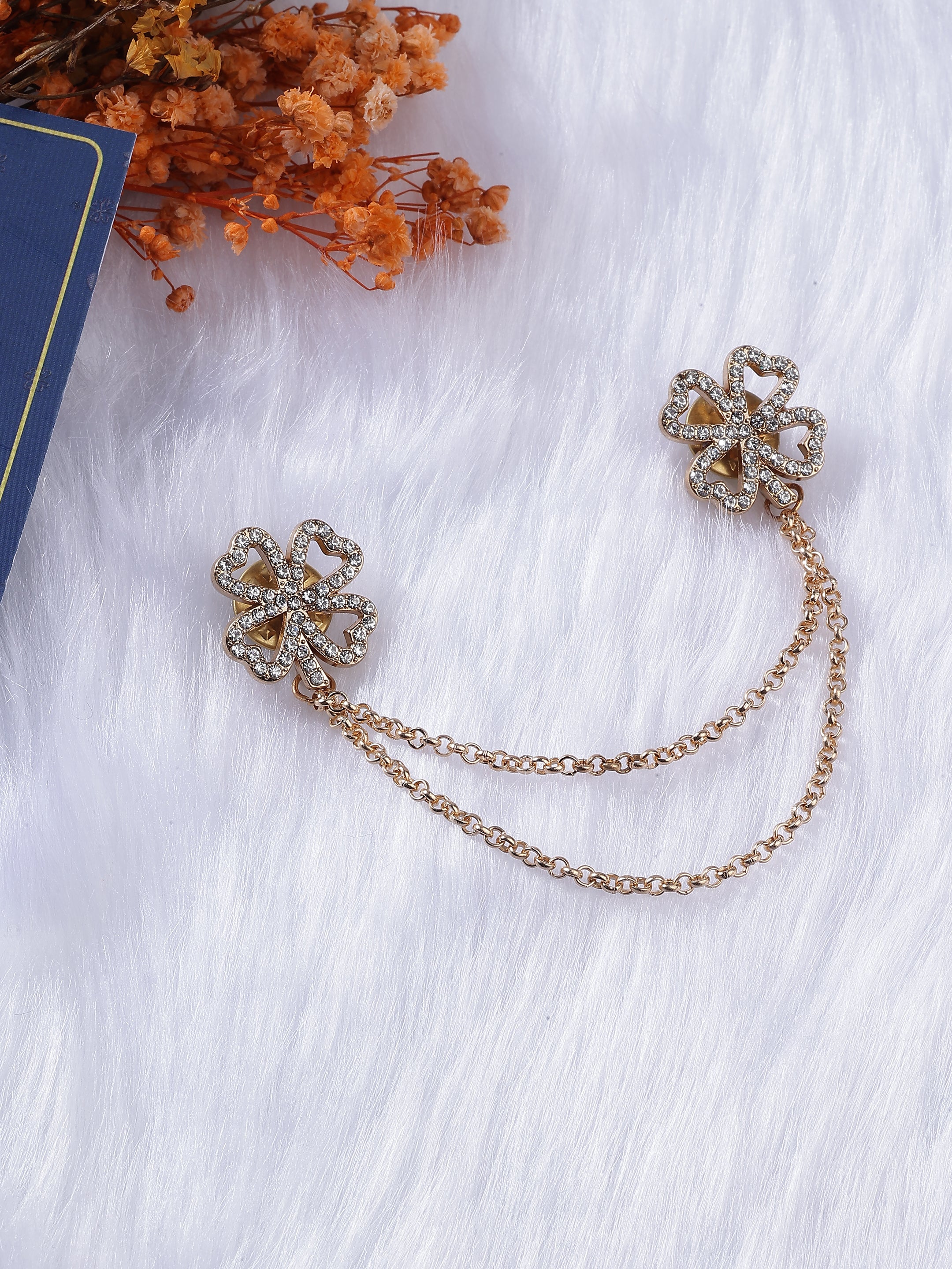 Dual Crystal Clover Collar Chain