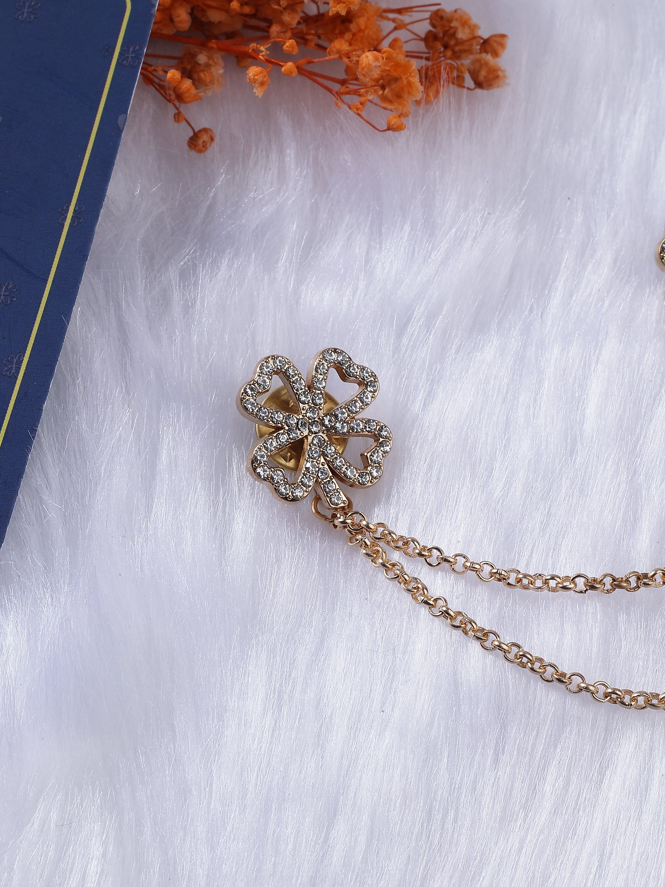 Dual Crystal Clover Collar Chain