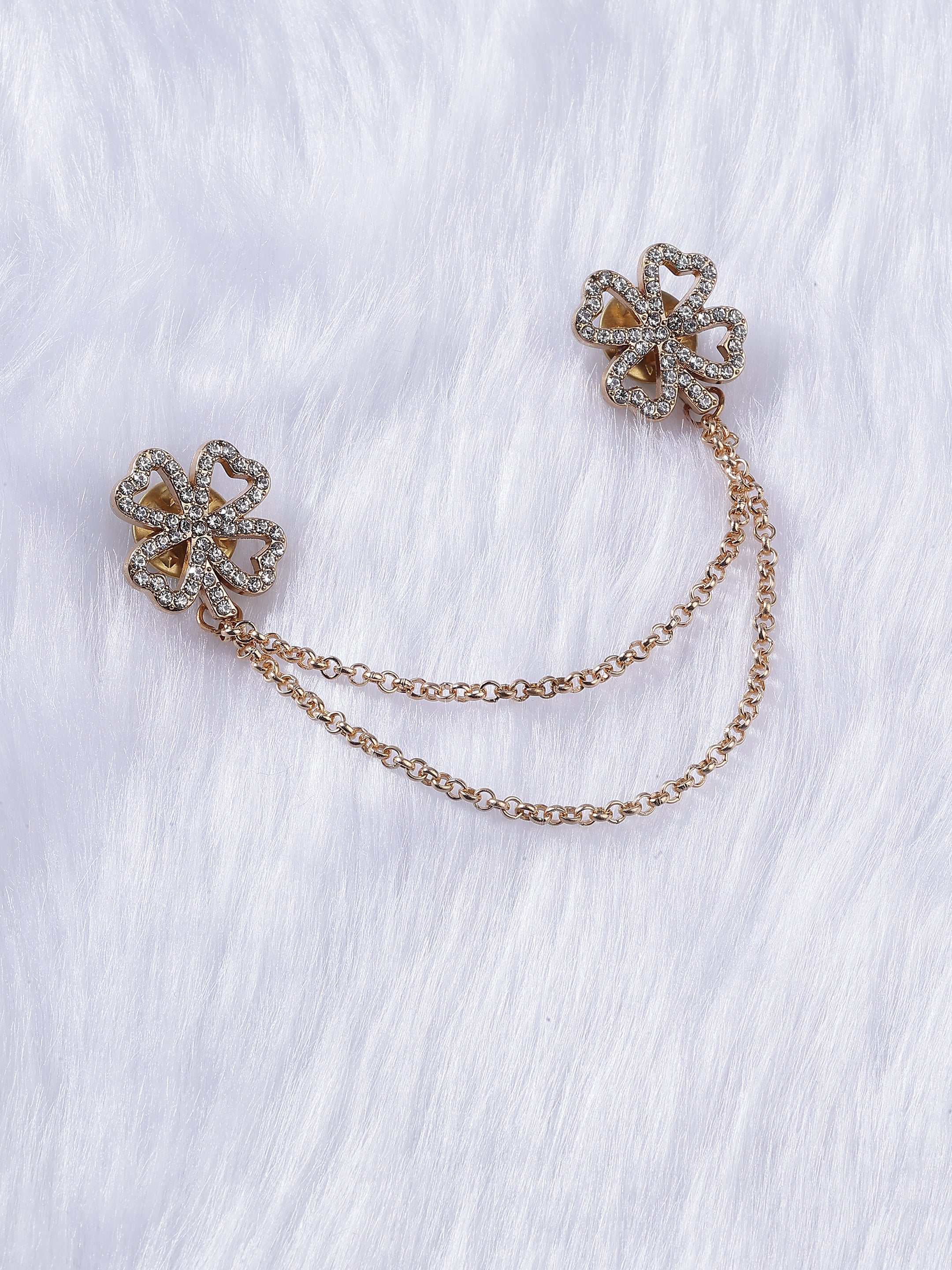 Dual Crystal Clover Collar Chain