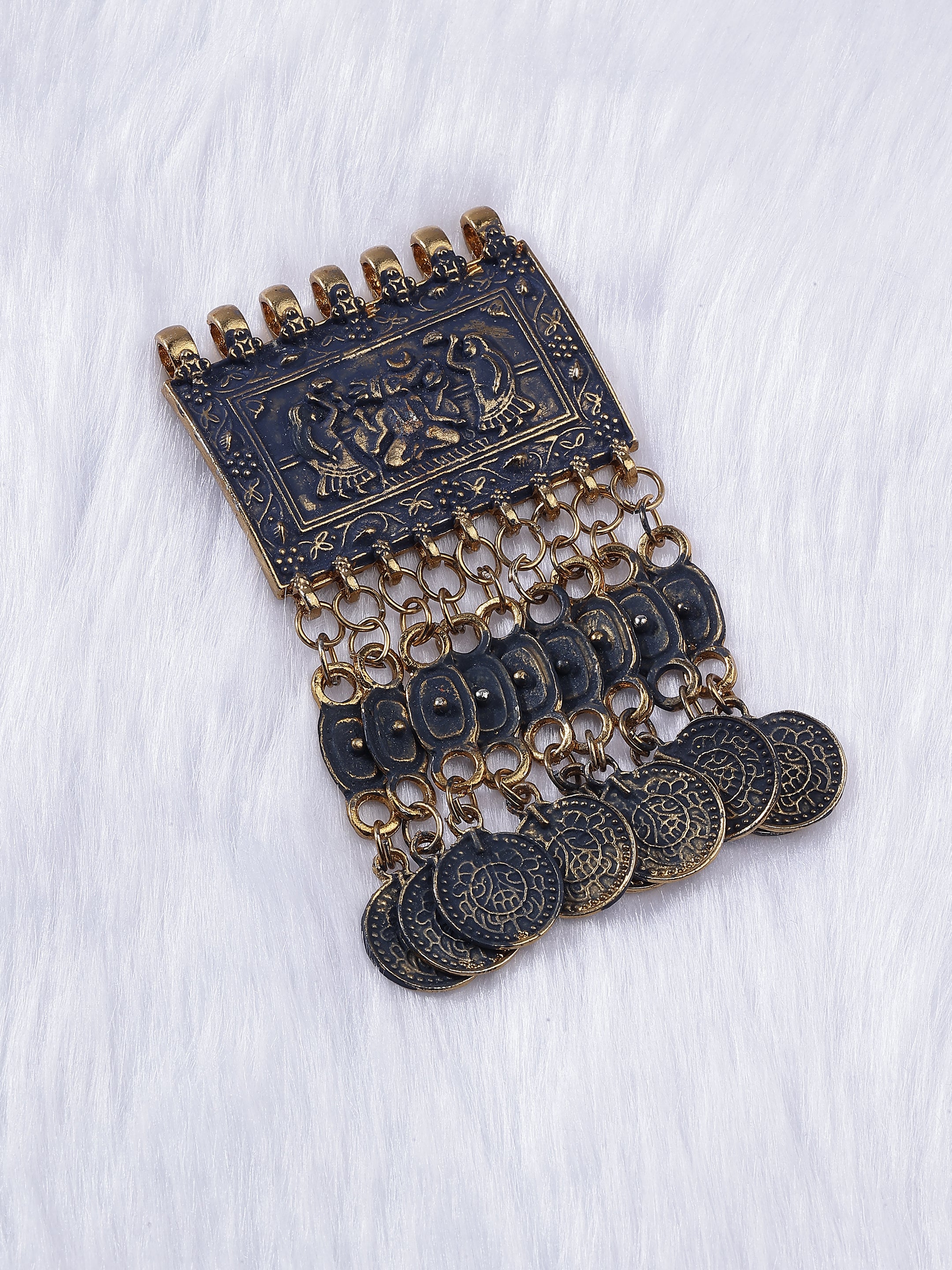 Midnight Black Tribal Tassel Brooch