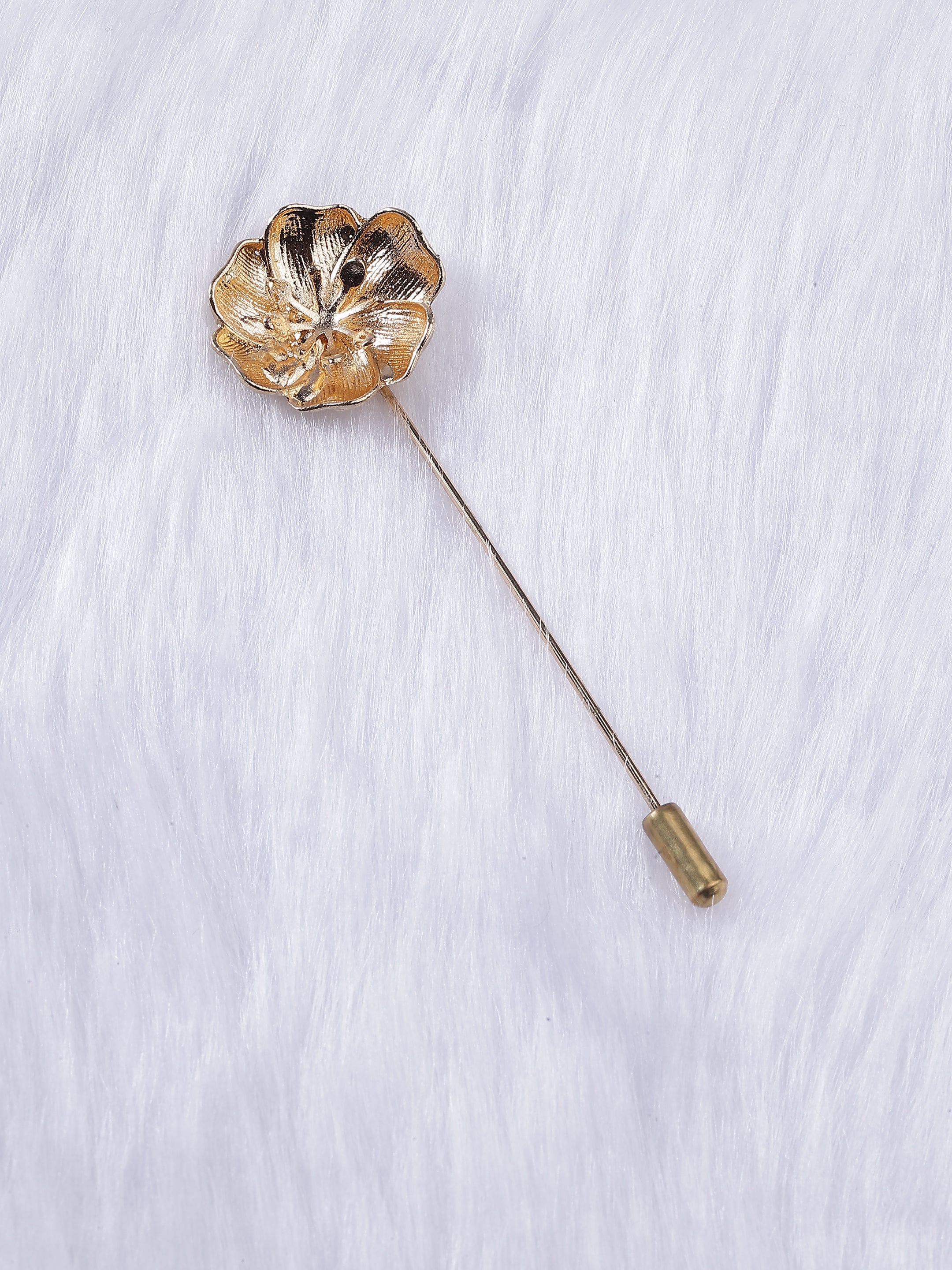 Polished Gold-Toned Floral Stick Pin