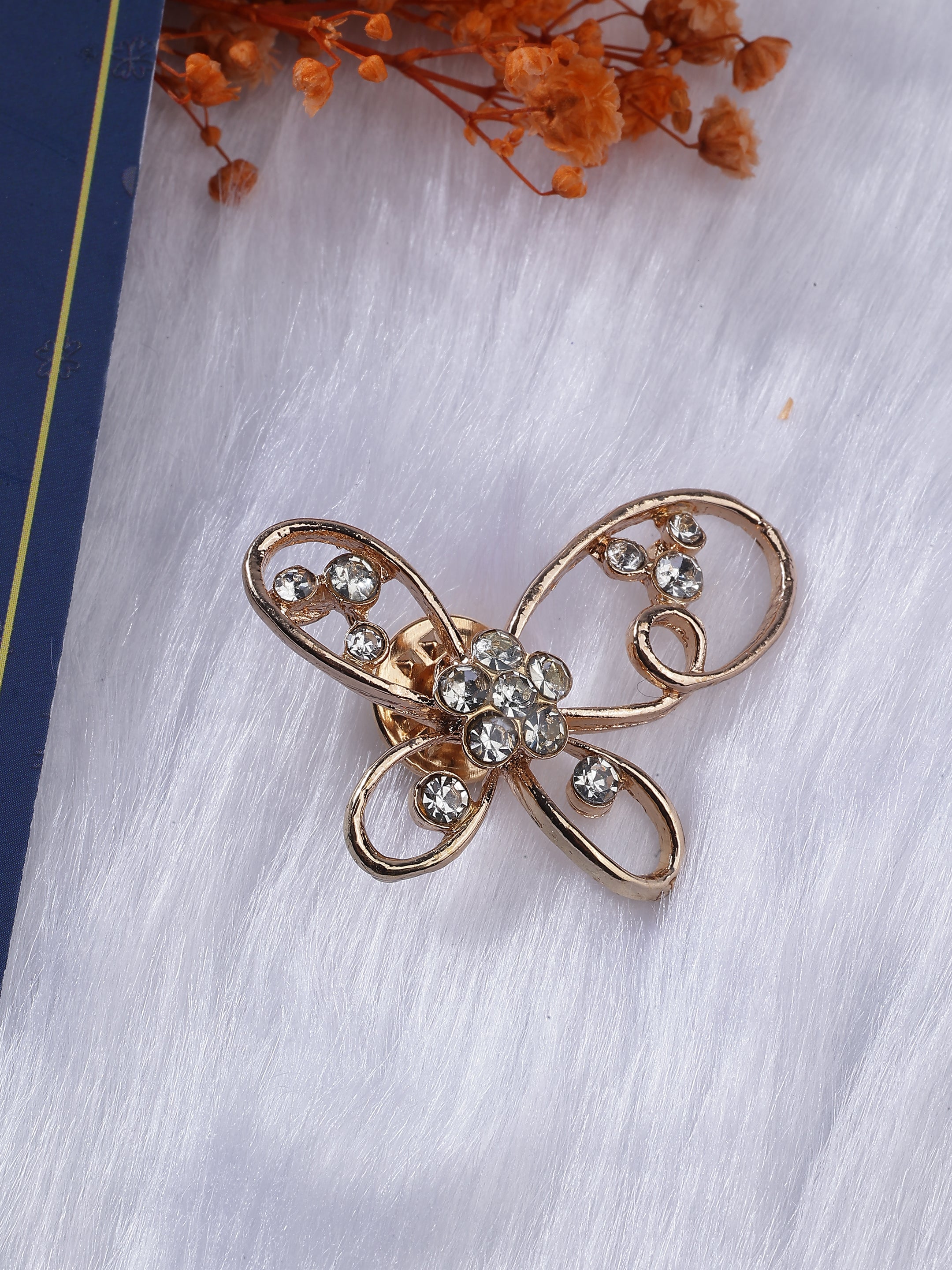 Golden Butterfly Crystal Brooch
