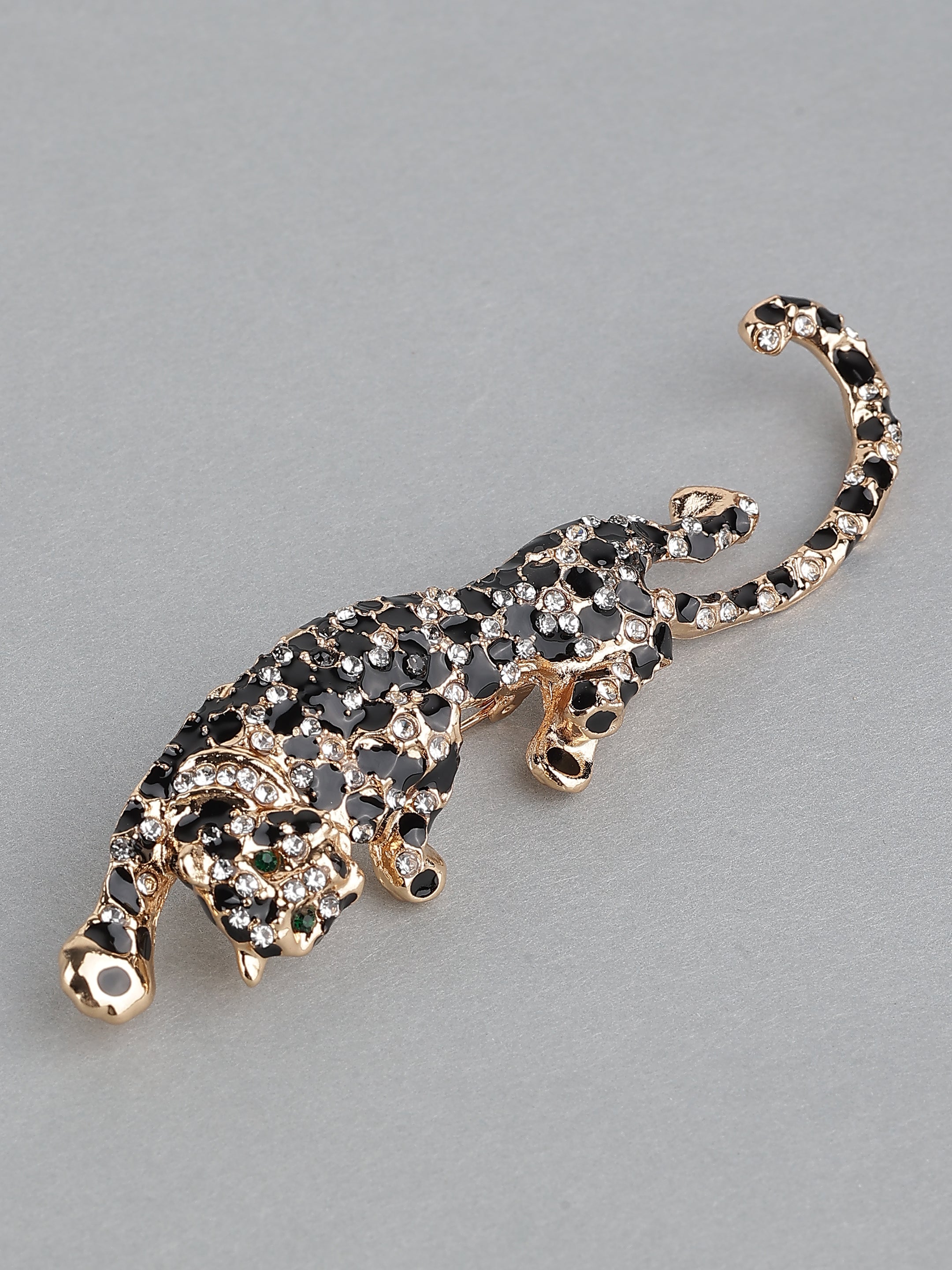 Leopard Design Stone Studded Brooch