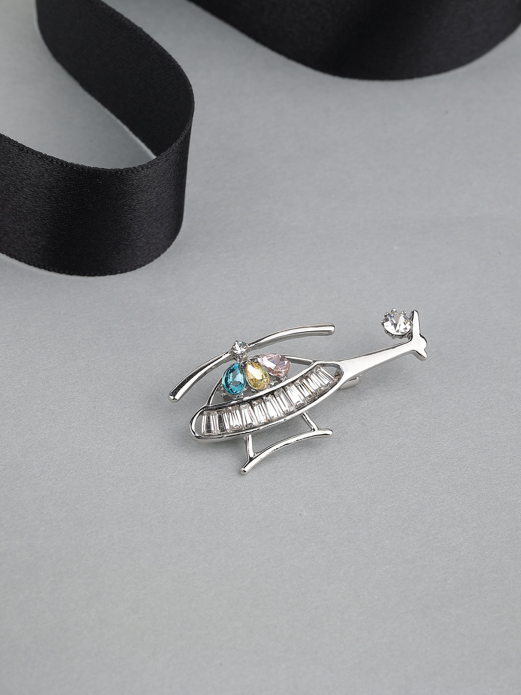 Helicopter Design Stone Studded Brooch