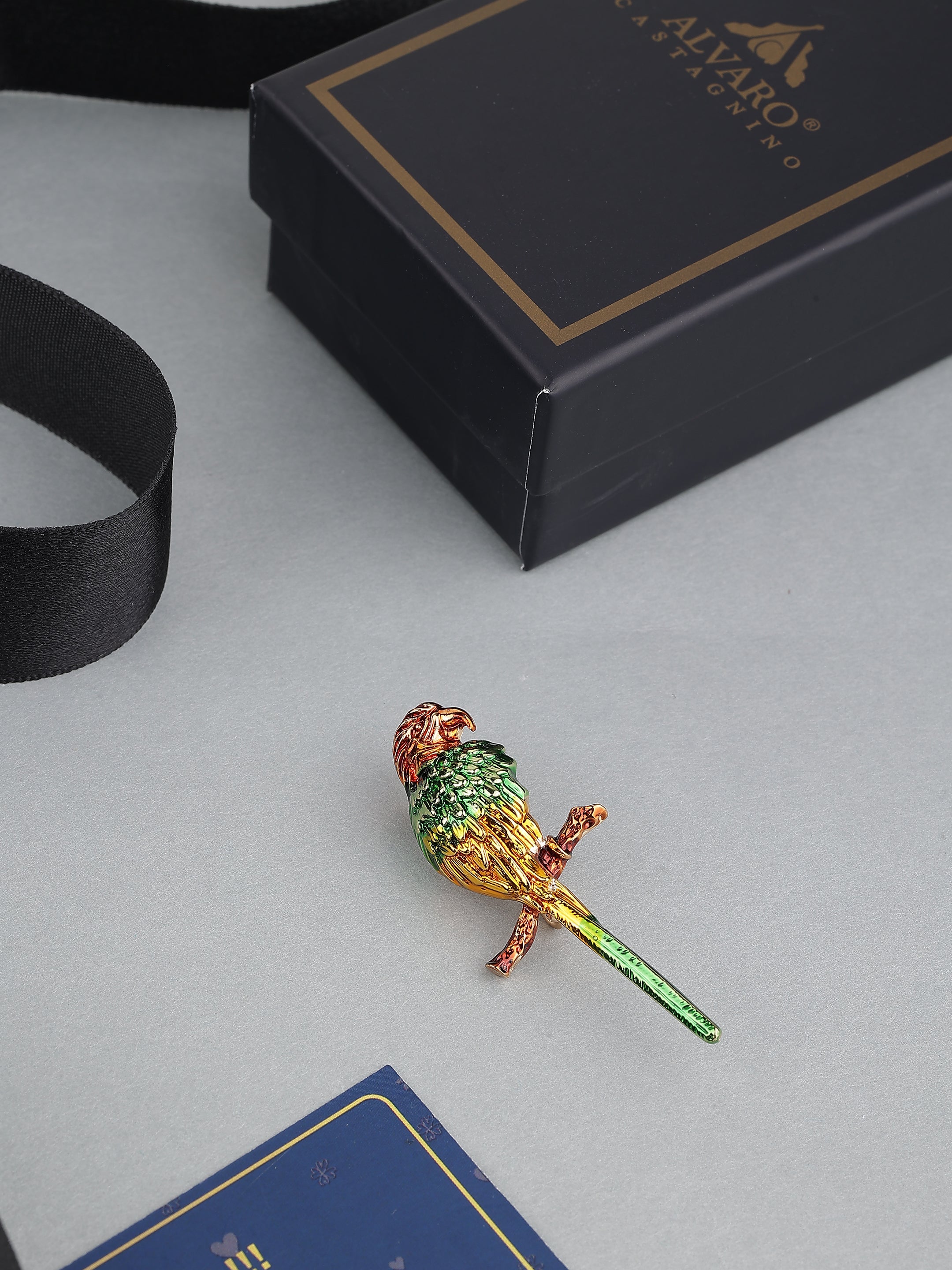 Parrot Design Enamel Brooch