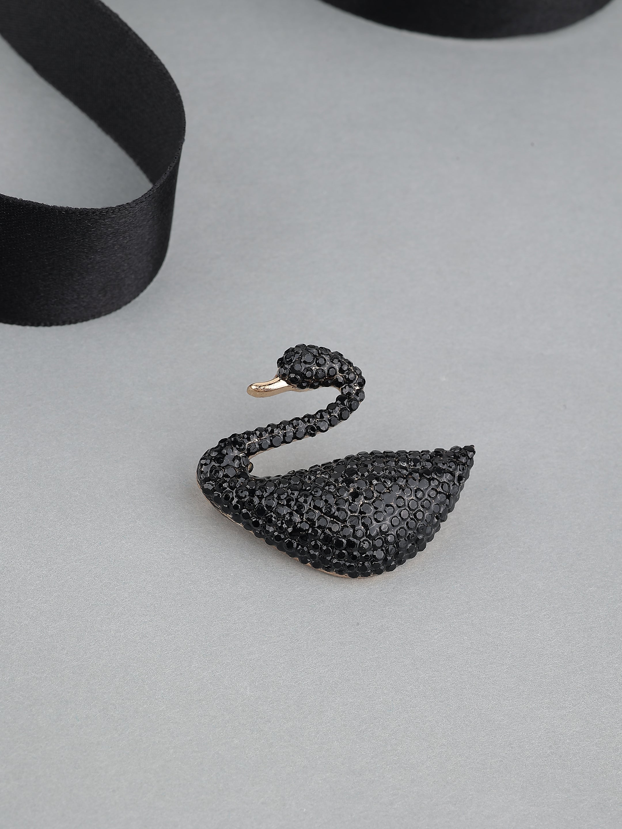 Swan Design Stone Studded Brooch