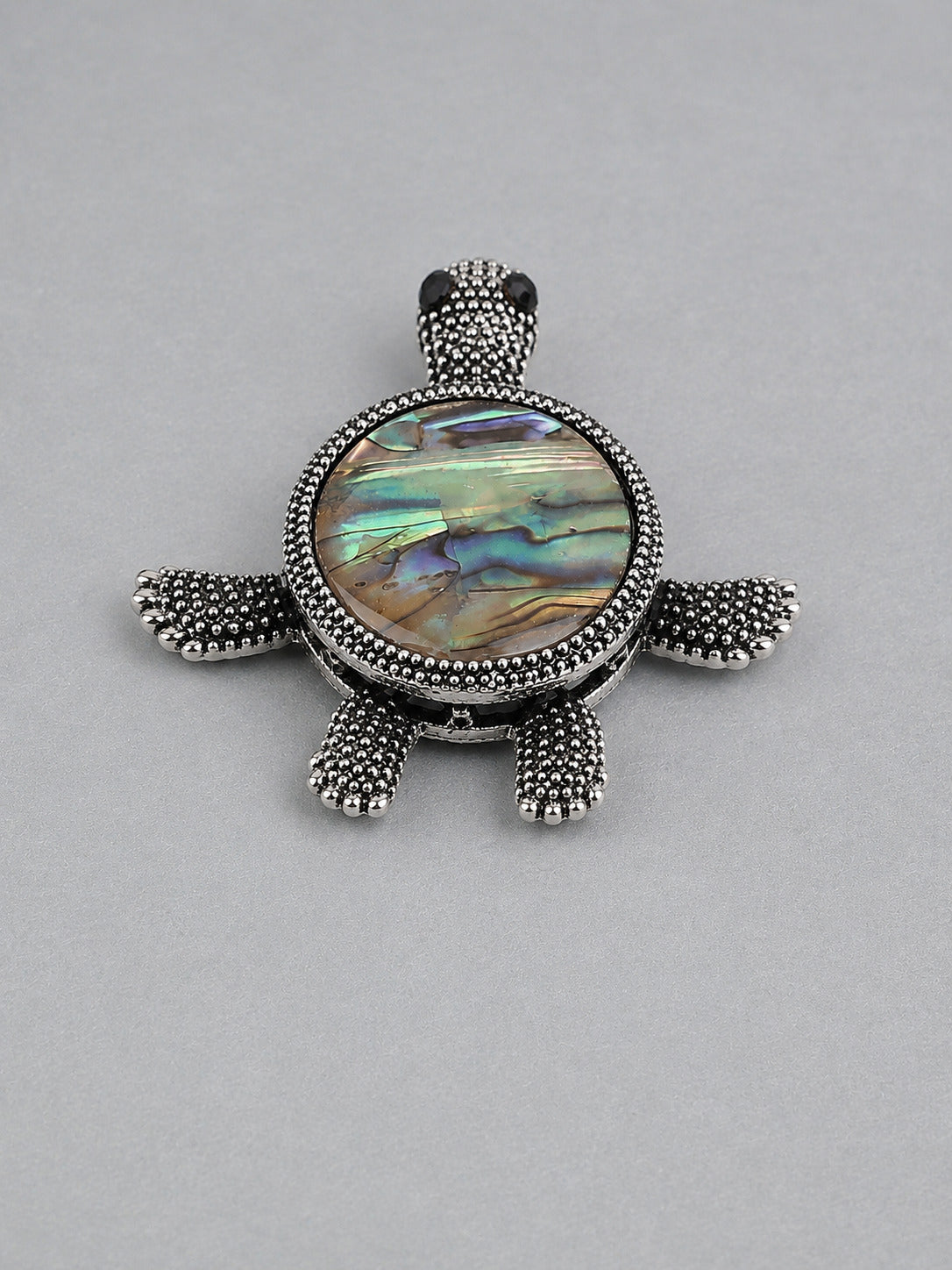 Silver-Tone Tortoise Abalone Shell Brooch