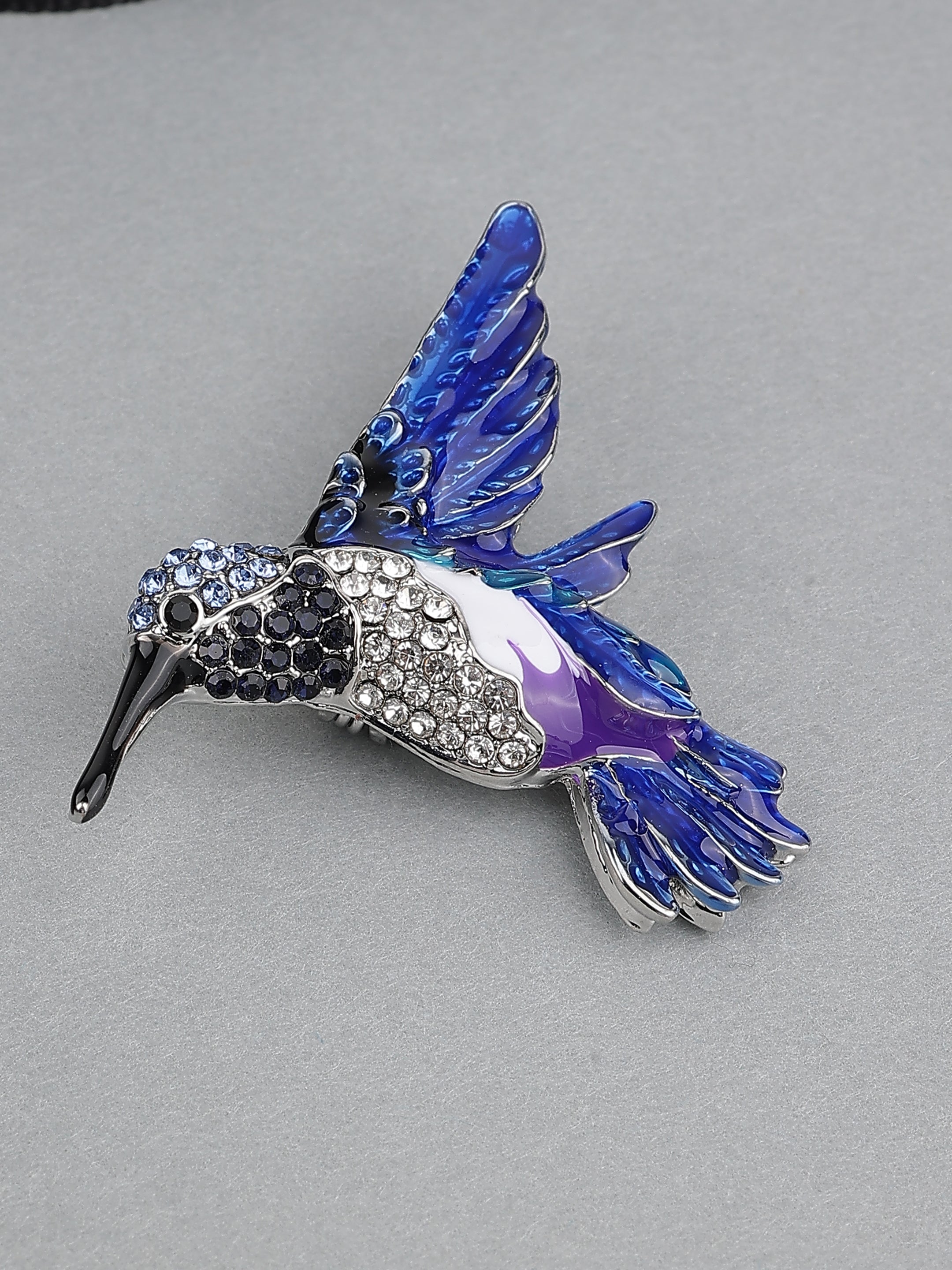 Vibrant Hummingbird Stone Studded Brooch
