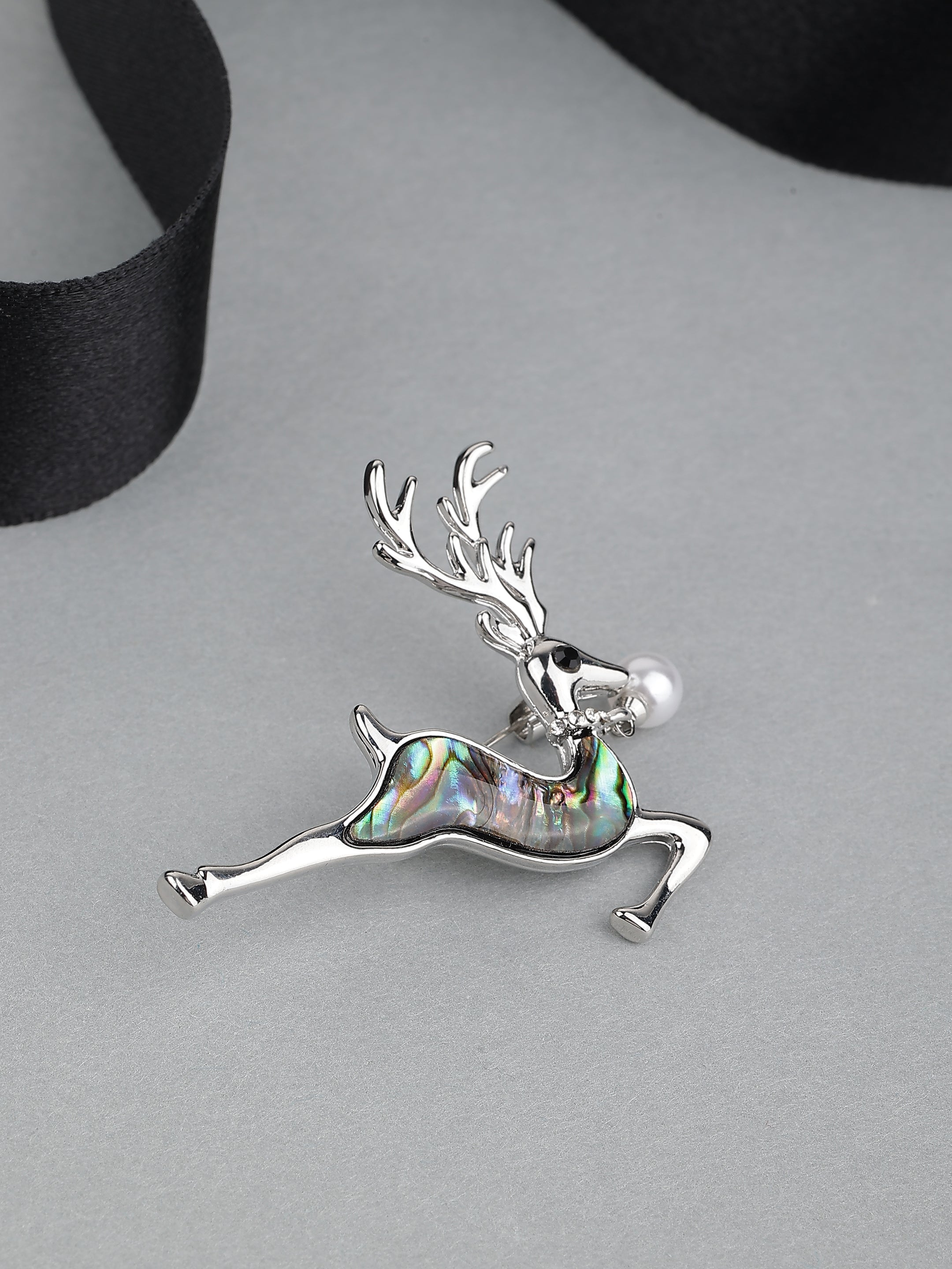 Reindeer Abalone Shell Brooch