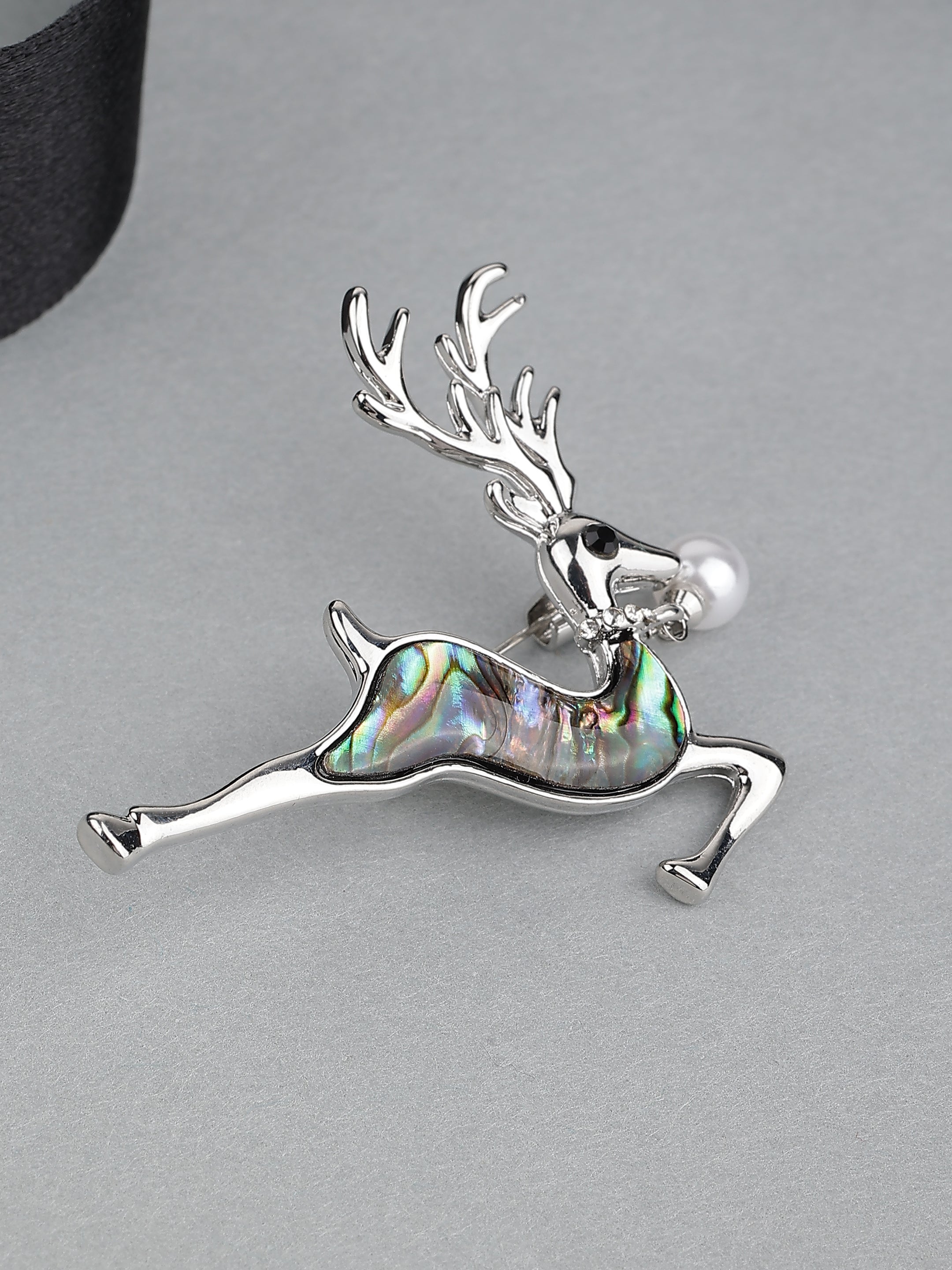 Reindeer Abalone Shell Brooch