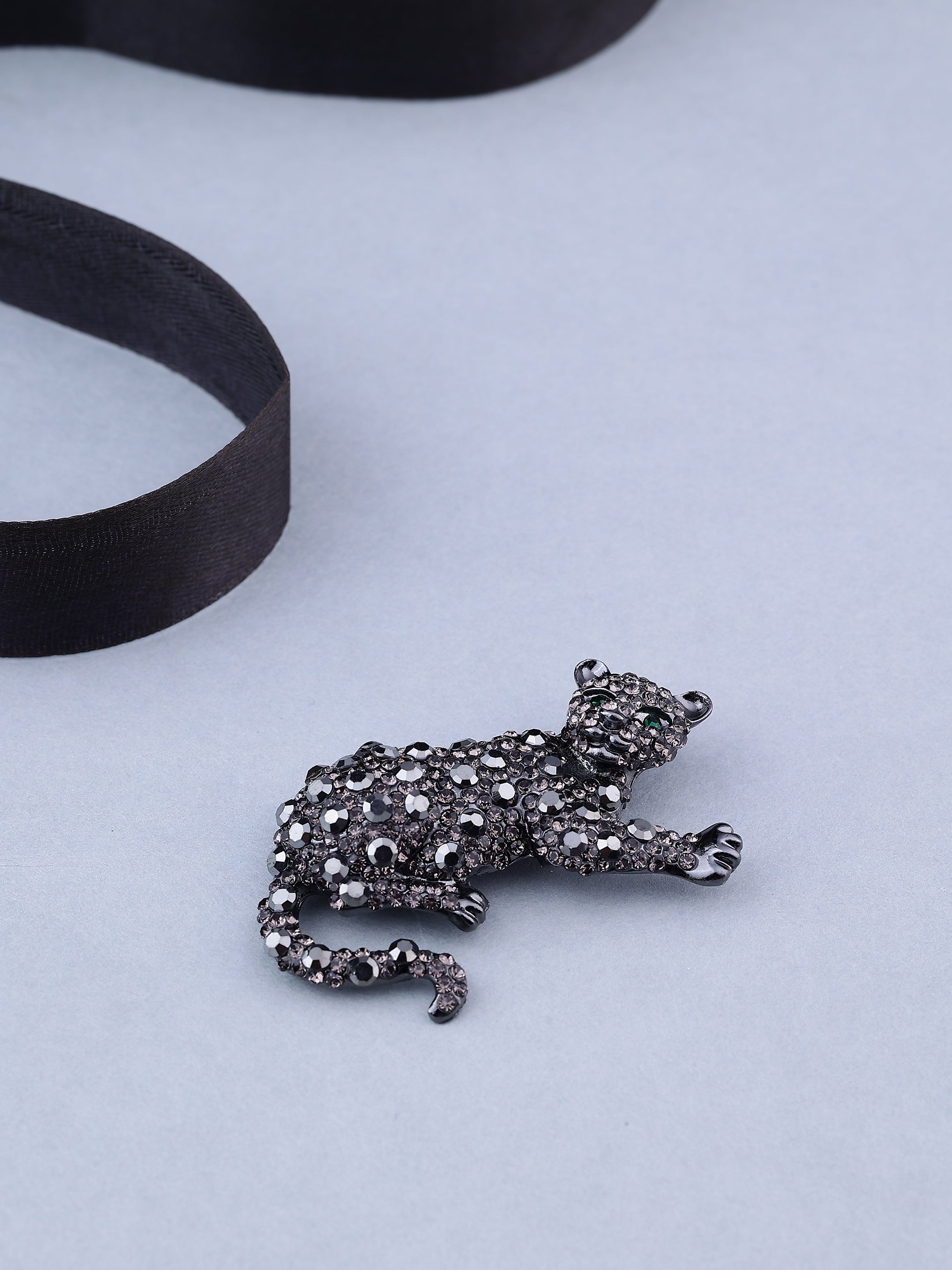 Black Panther Crystal Brooch