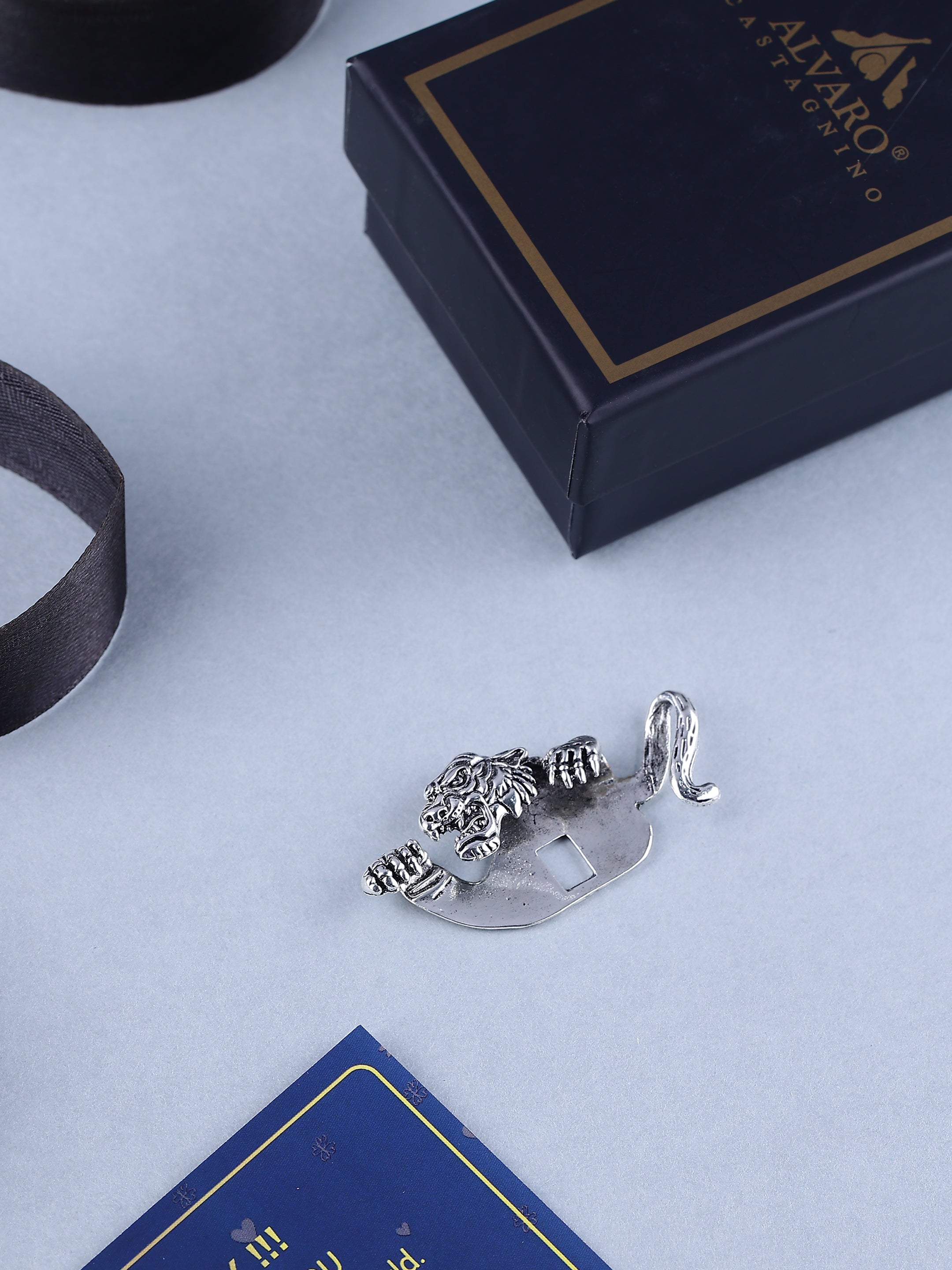 Fierce Silver Tiger Head Lapel Brooch