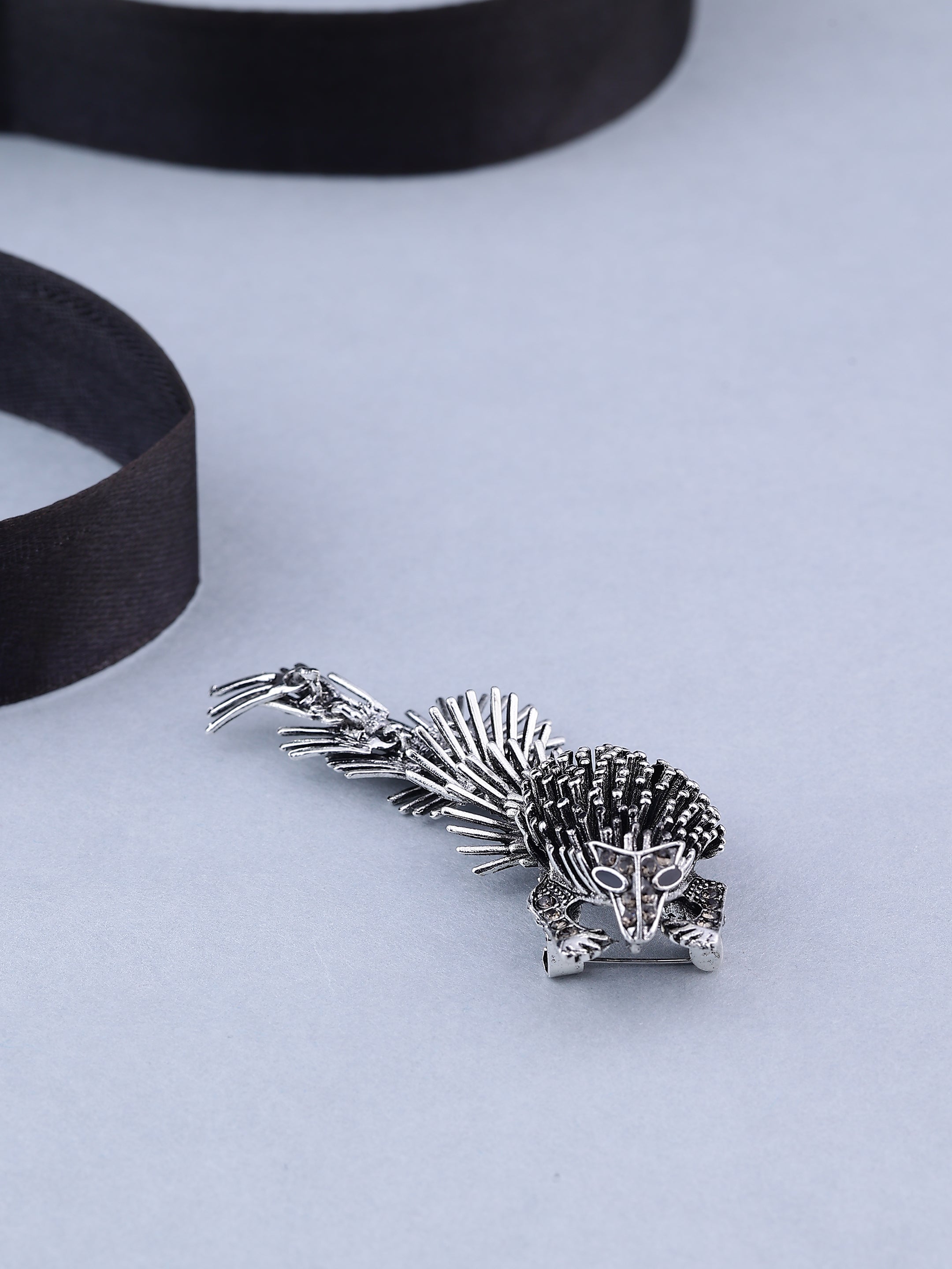 Fierce Silver Porcupine Lapel Brooch