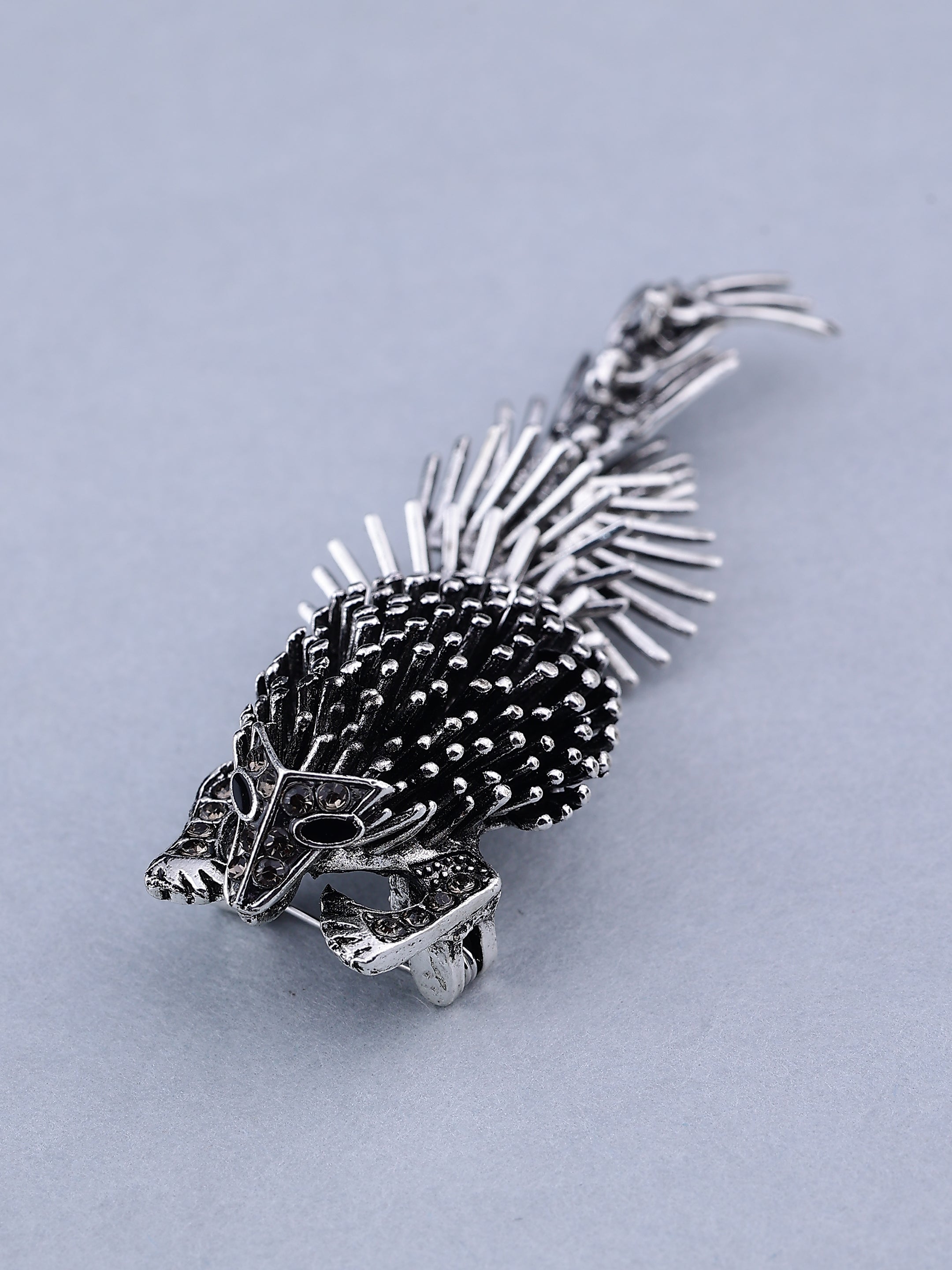 Fierce Silver Porcupine Lapel Brooch