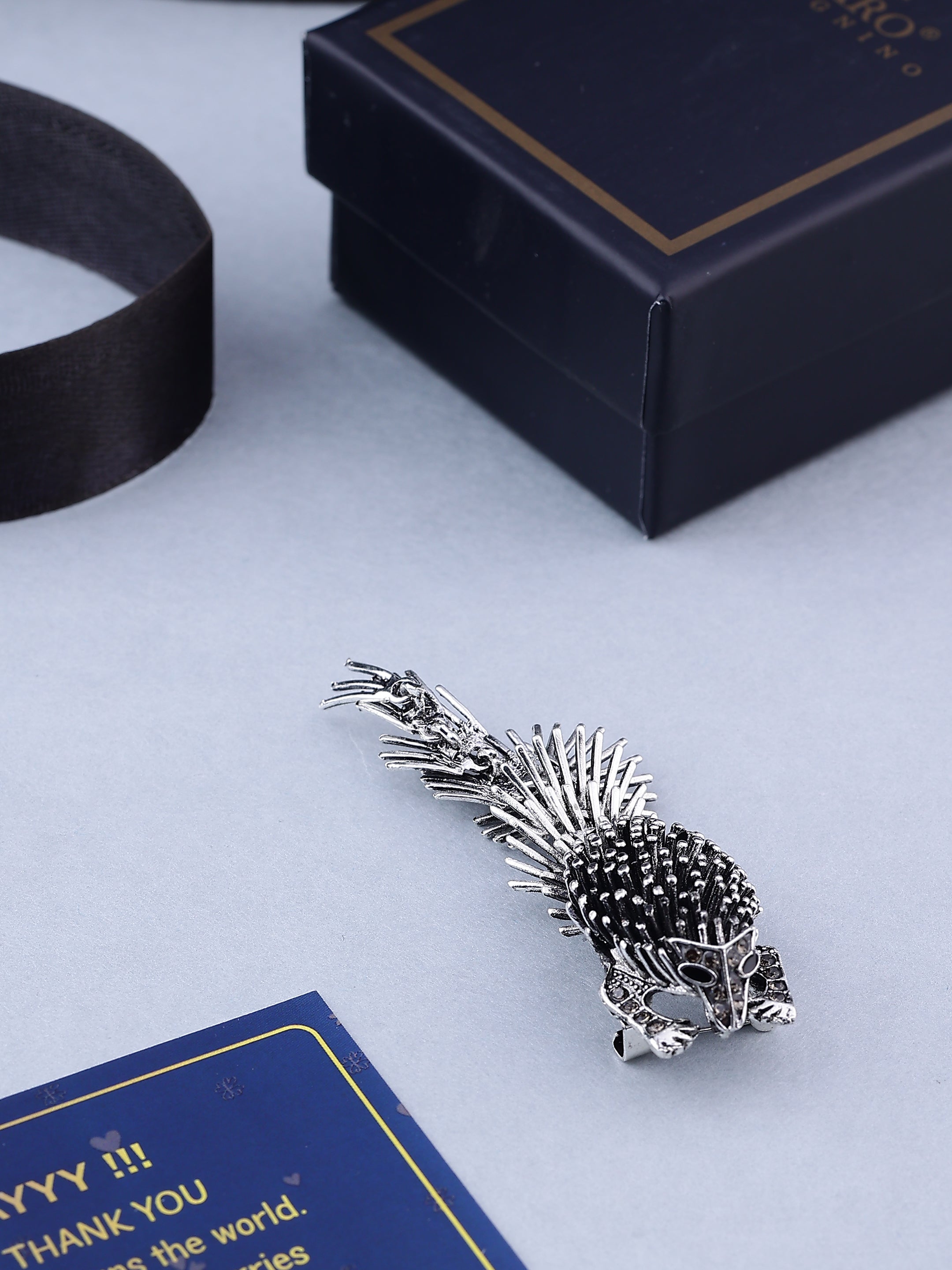 Fierce Silver Porcupine Lapel Brooch